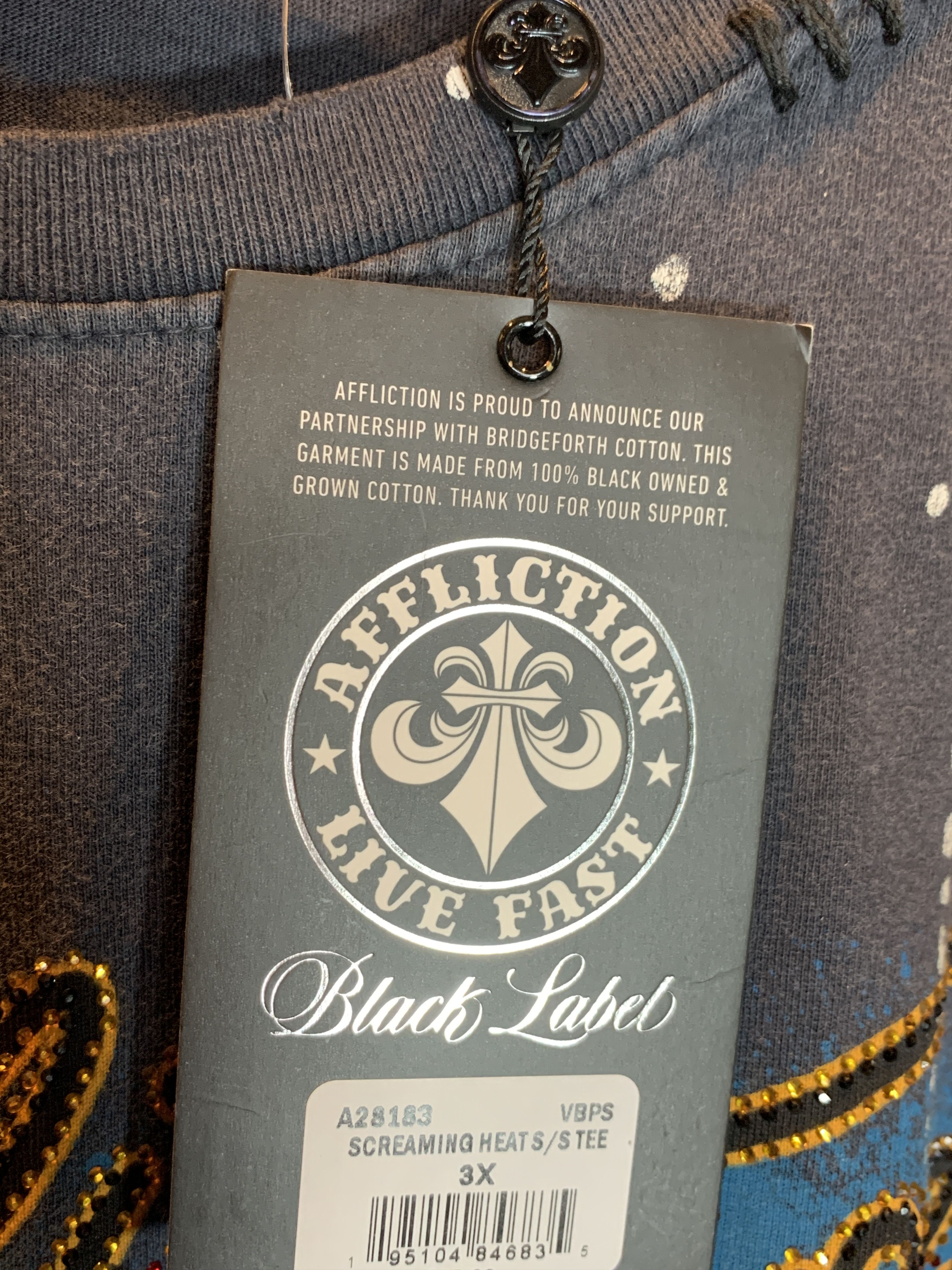 Affliction RARE* New Affliction Black Label Rhinestone Distressed Shirt Size US XXL / EU 58 / 5 - 9 Thumbnail