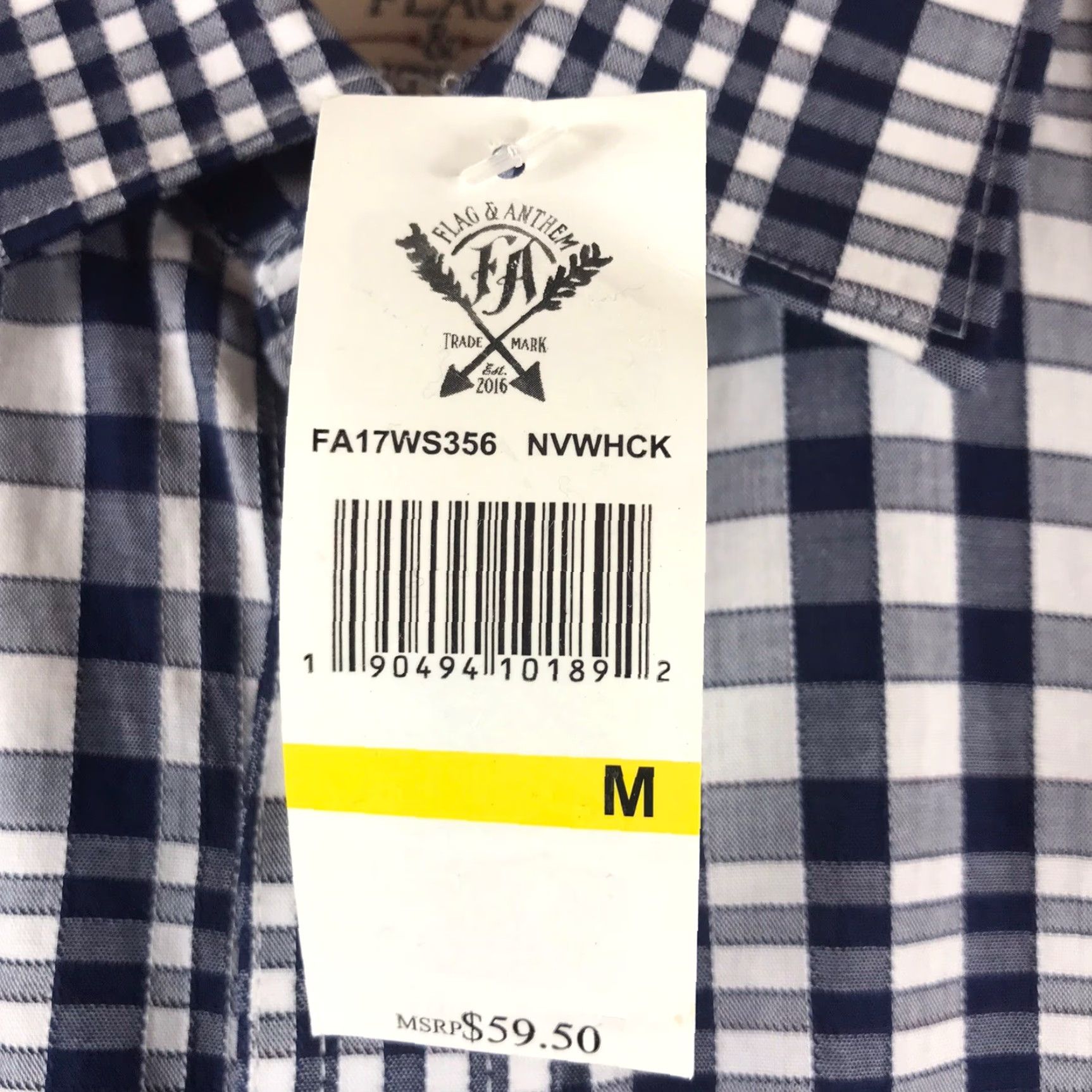 Flag & Anthem Flag & Anthem Shirt Mens Sz Medium Long Sleeve Woven Navy Blue White Plaid Size US M / EU 48-50 / 2 - 4 Thumbnail