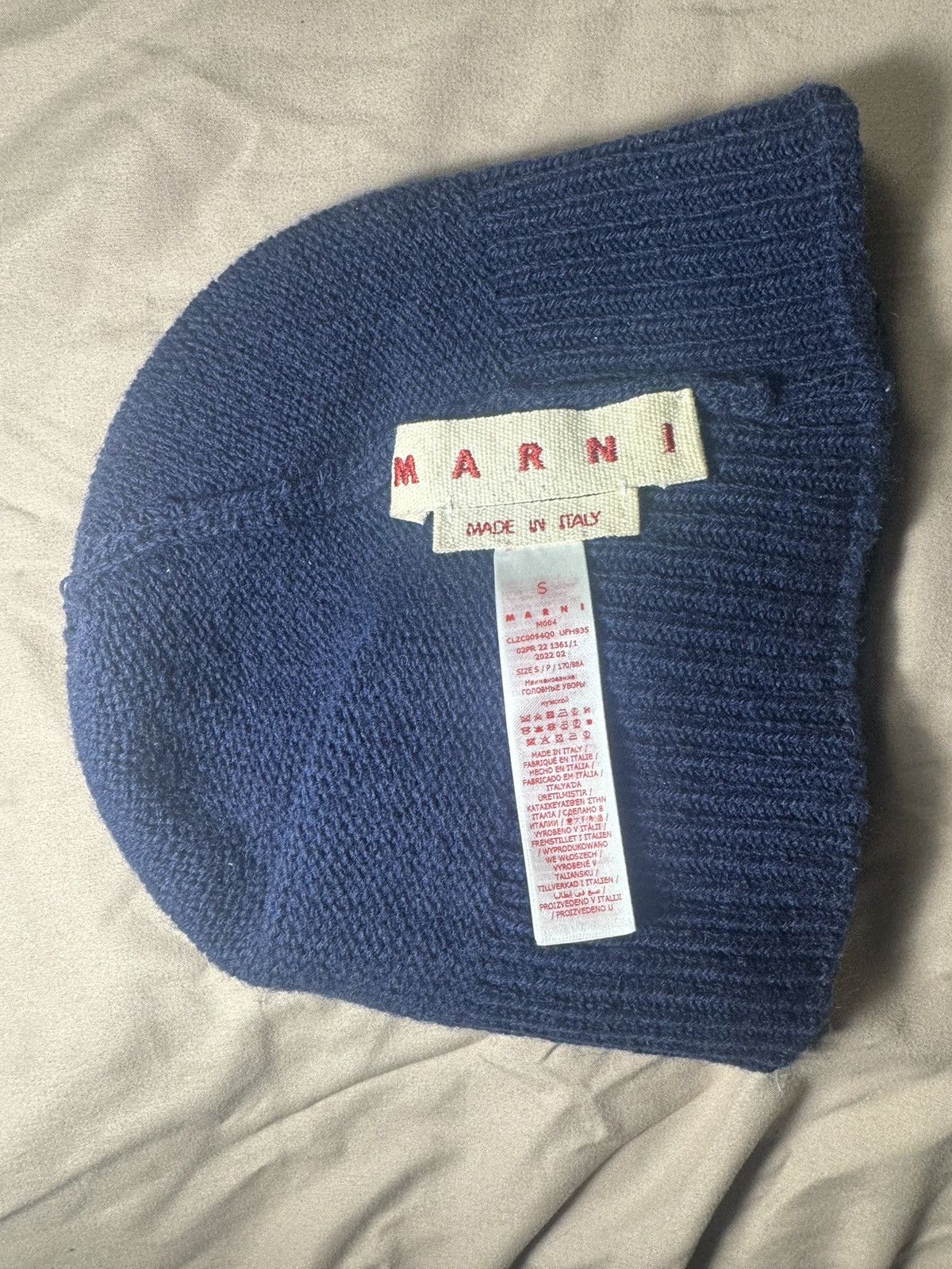 Marni Men's Blue Logo Intarsia Virgin Wool Beanie Size ONE SIZE - 3 Thumbnail