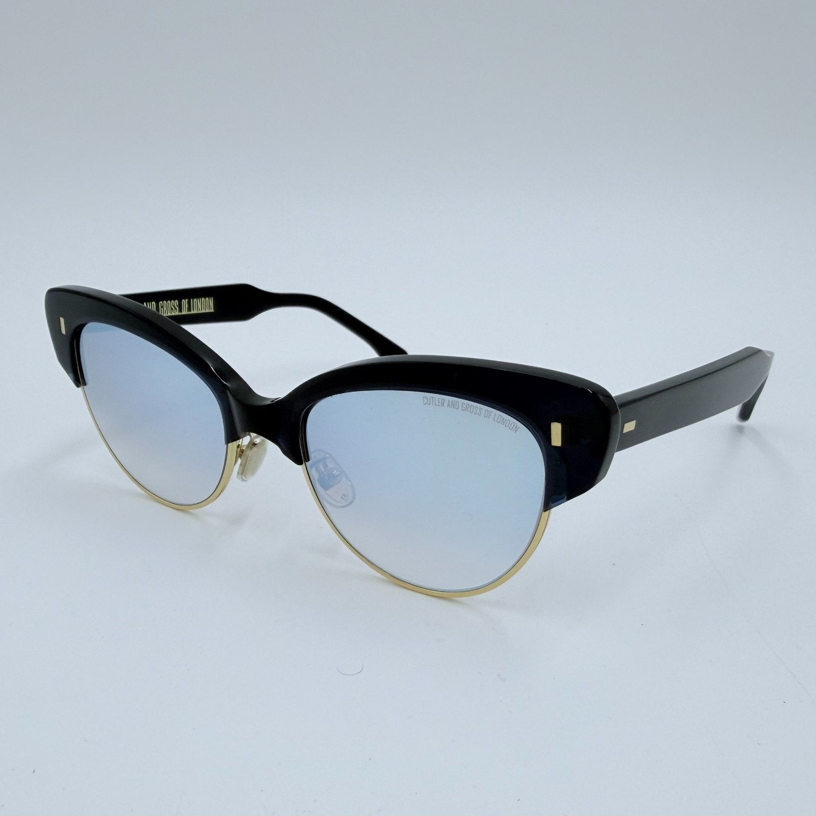 Cutler and Gross NEW Cutler and Gross 1351 06 Black Gold Cat Eye Sunglasses Size ONE SIZE - 3 Thumbnail