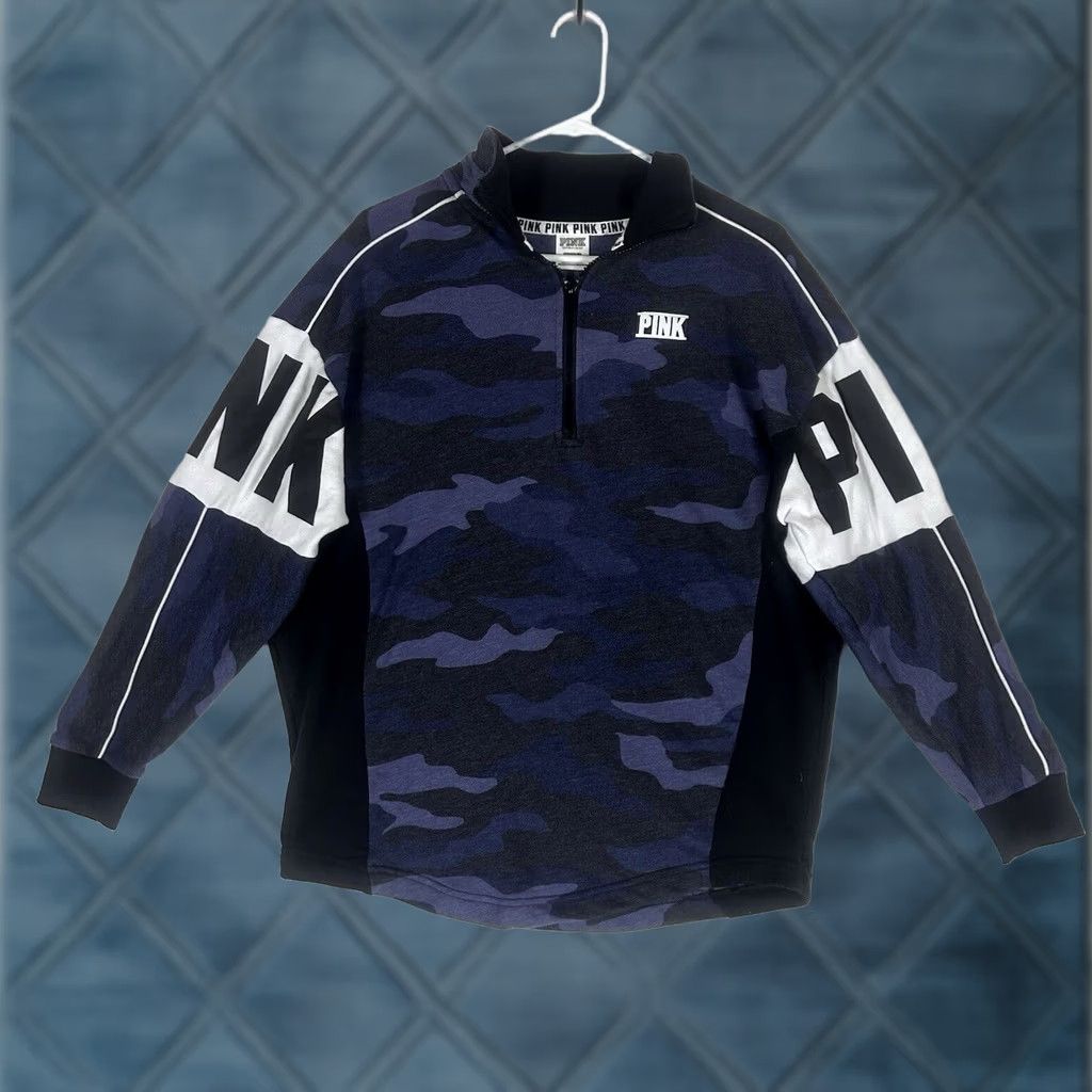 Victoria's Secret Victoria's Secret Sweatshirt Womens S Pink Camouflage 1/4 Zip Logo All Seasons Military Blue Pattern Hoodie Size S / US 4 / IT 40 - 1 Thumbnail