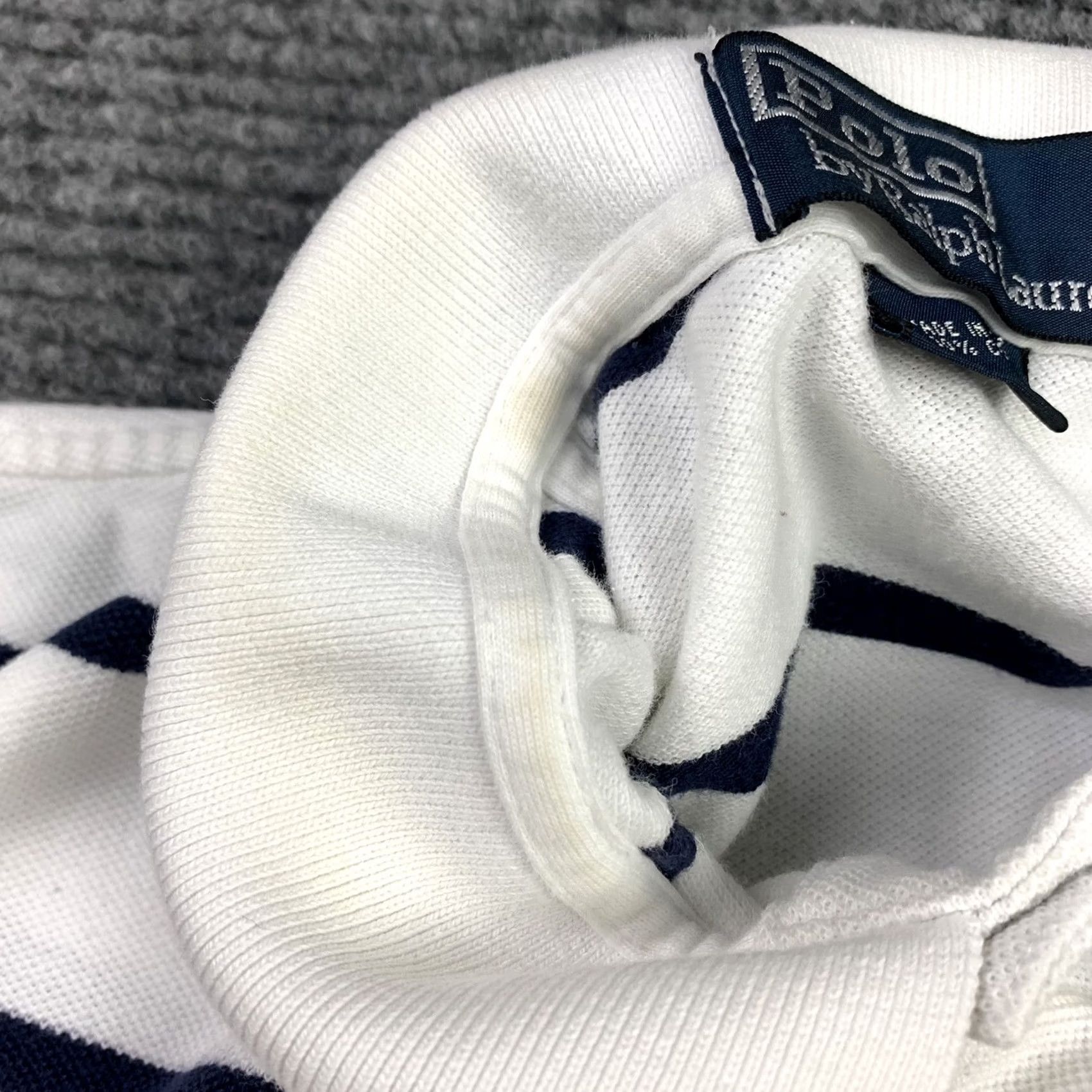 Polo Ralph Lauren Polo Ralph Lauren Polo Shirt Striped Short Sleeve Embroidered Pony White With Blue Stripes Mens M Size US M / EU 48-50 / 2 - 8 Thumbnail