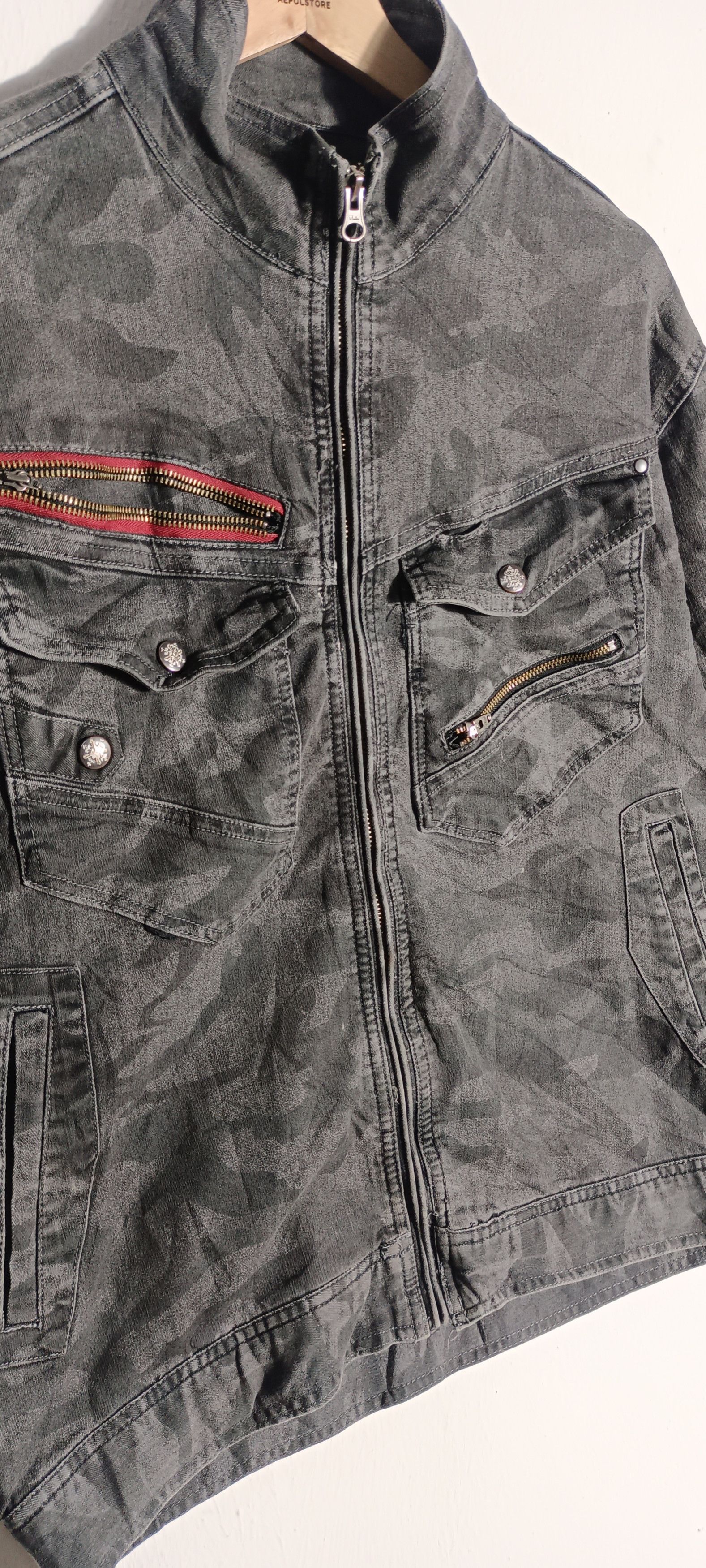 Japanese Brand Jawin Camouflage Denim Tactical Pocket Jacket Size US L / EU 52-54 / 3 - 3 Thumbnail