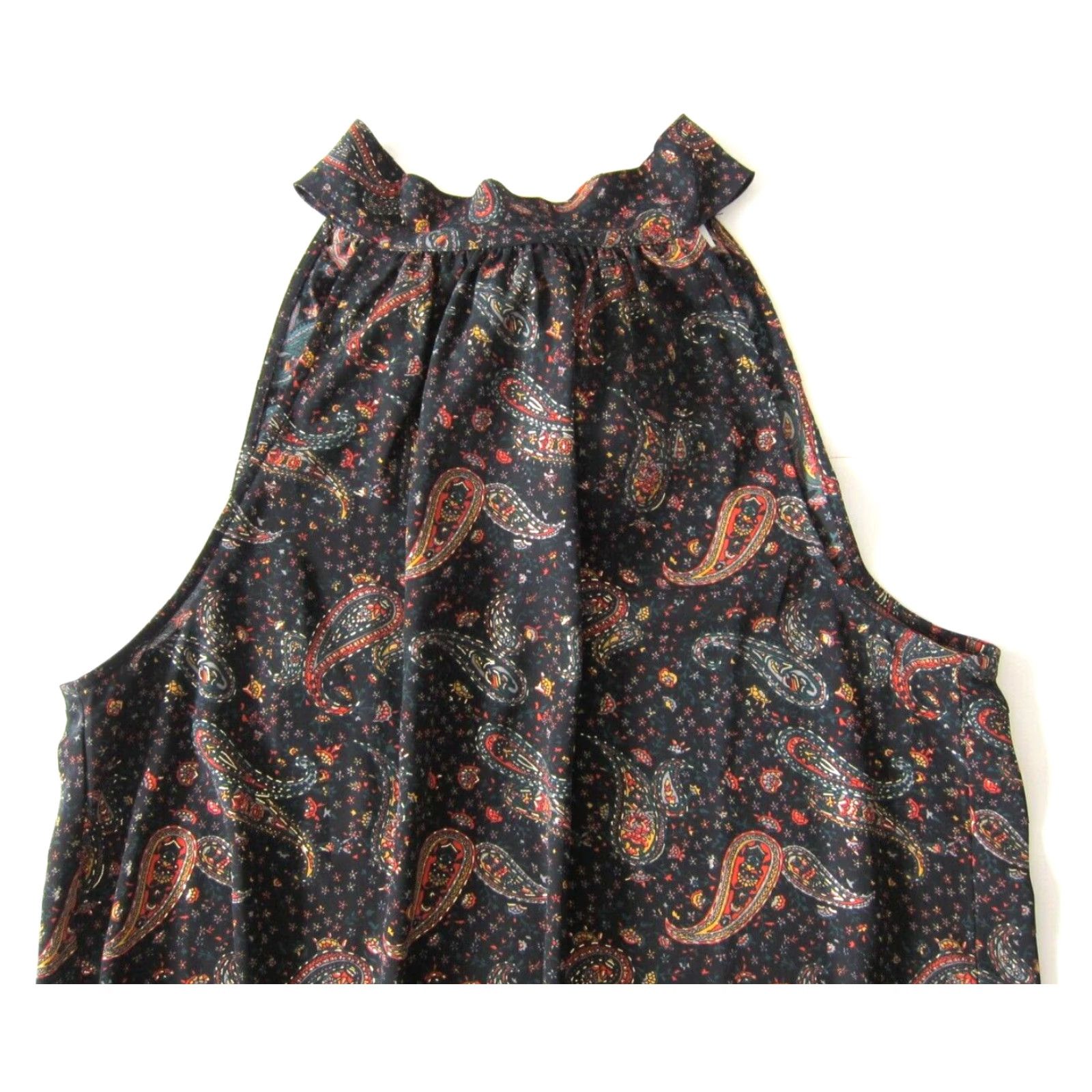 J.Crew J.Crew Black Green Orange Gold Paisley Floral Mock Neck Sleeveless Blouse 6 Size M / US 6-8 / IT 42-44 - 3 Thumbnail