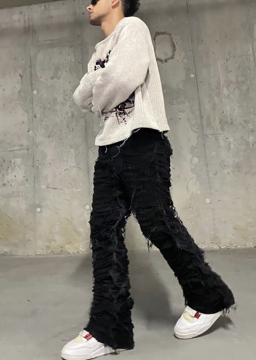 GUAPI Rare 1/100 Spiderweb Distressed Stacked Denim Size US 32 / EU 48 - 1 Thumbnail