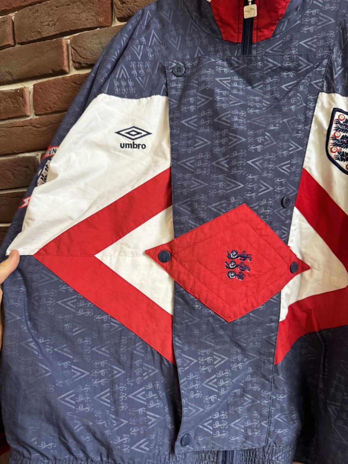 Umbro England 1990 1991 1992 tracksuit jacket bomber pre-match kit Size US L / EU 52-54 / 3 - 7 Thumbnail