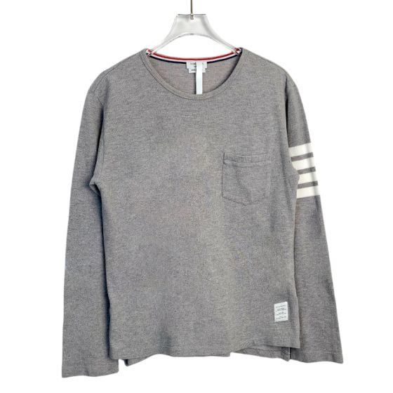 Thom Browne [Thom Browne] Four-Bar Stripe Grey Crewneck Long-Sleeve Swea Size US S / EU 44-46 / 1 - 1 Thumbnail
