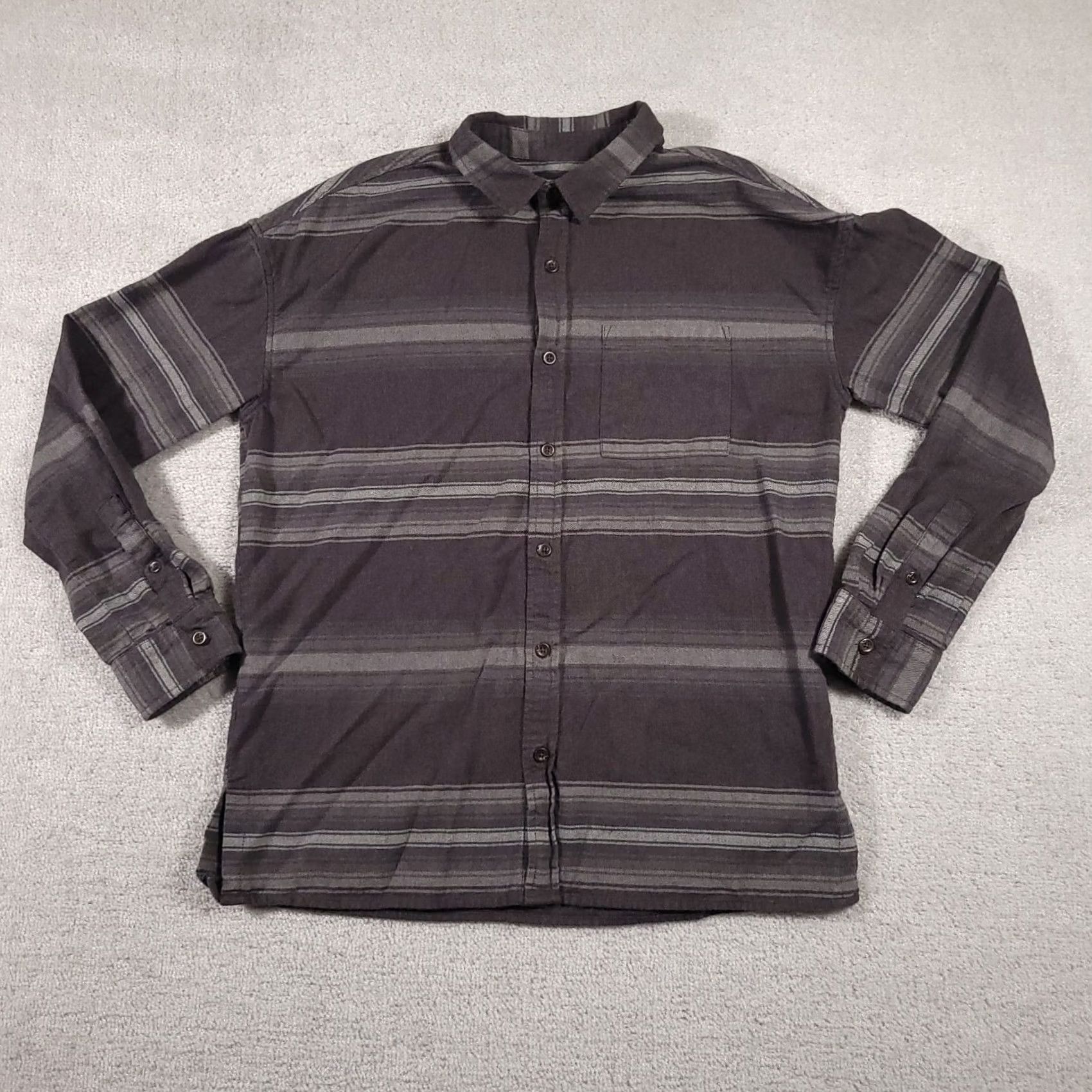 Pacsun Pacsun Shirt Mens M Medium Button-Up Gray Boxy Fit Striped Long Sleeves Flannel Size US M / EU 48-50 / 2 - 2 Thumbnail