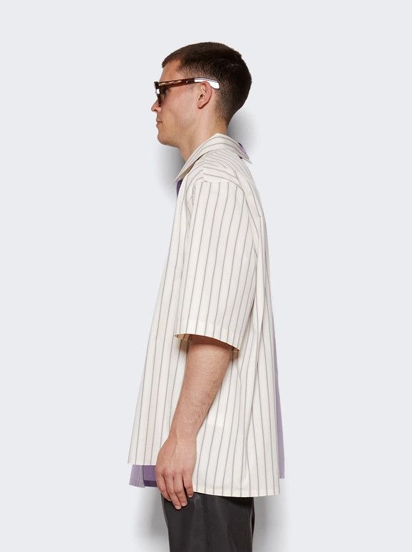 Lanvin o1s22i1n1024 Asymmetric Bowling Shirt in White & Purple Size US M / EU 48-50 / 2 - 4 Thumbnail