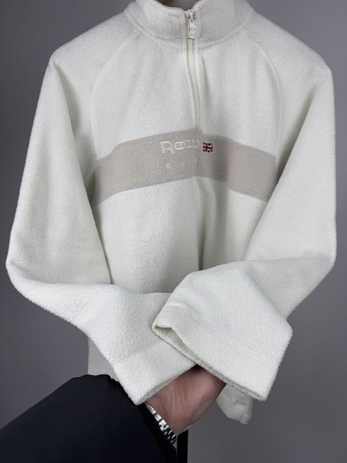 Reebok Vintage 00s Reebok Classic White Fleece Quarter Zip Size M/L Size US M / EU 48-50 / 2 - 11 Thumbnail