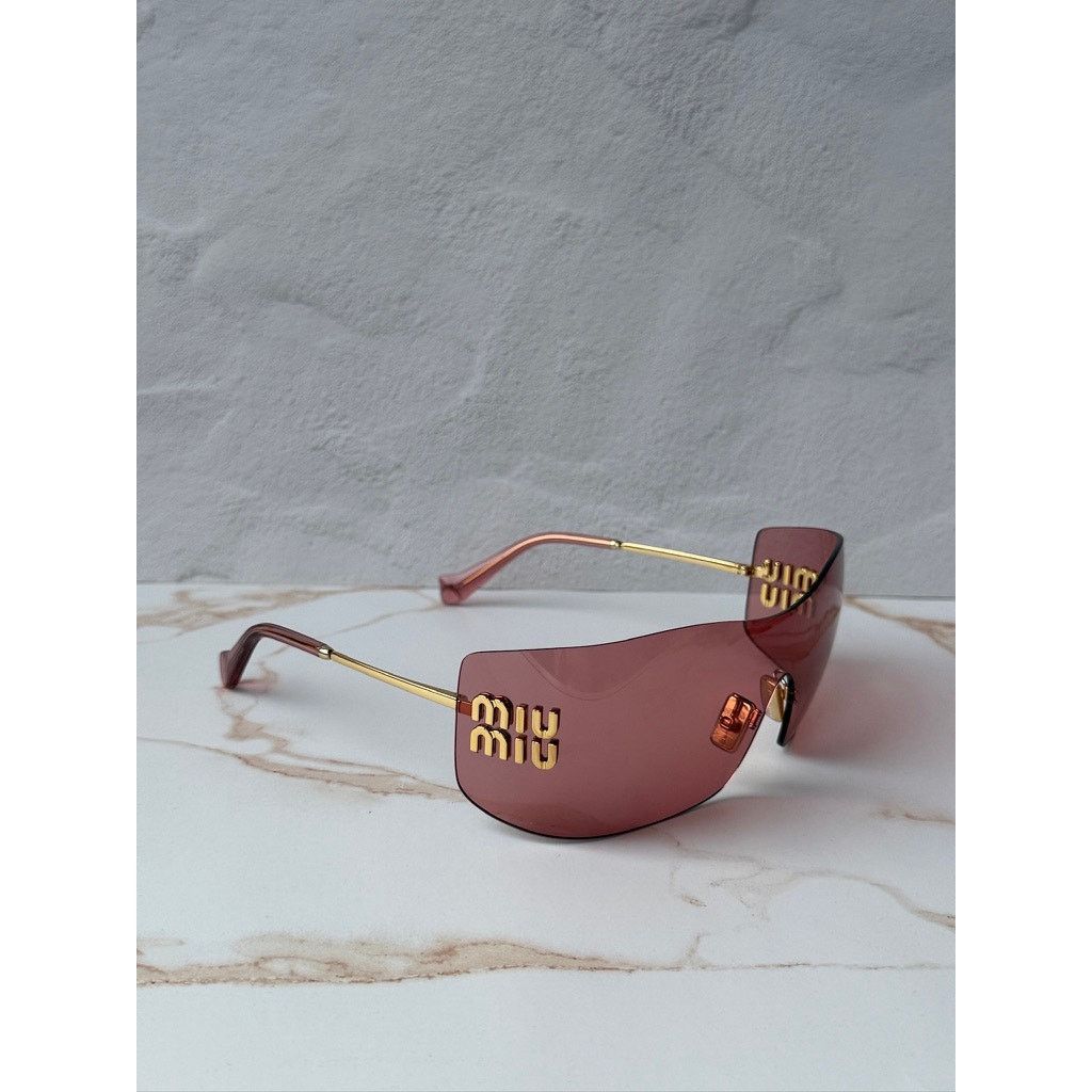 Miu Miu NEW Miu Miu MU B53 Mask Sunglasses in Gold Red $632 Size ONE SIZE - 5 Thumbnail