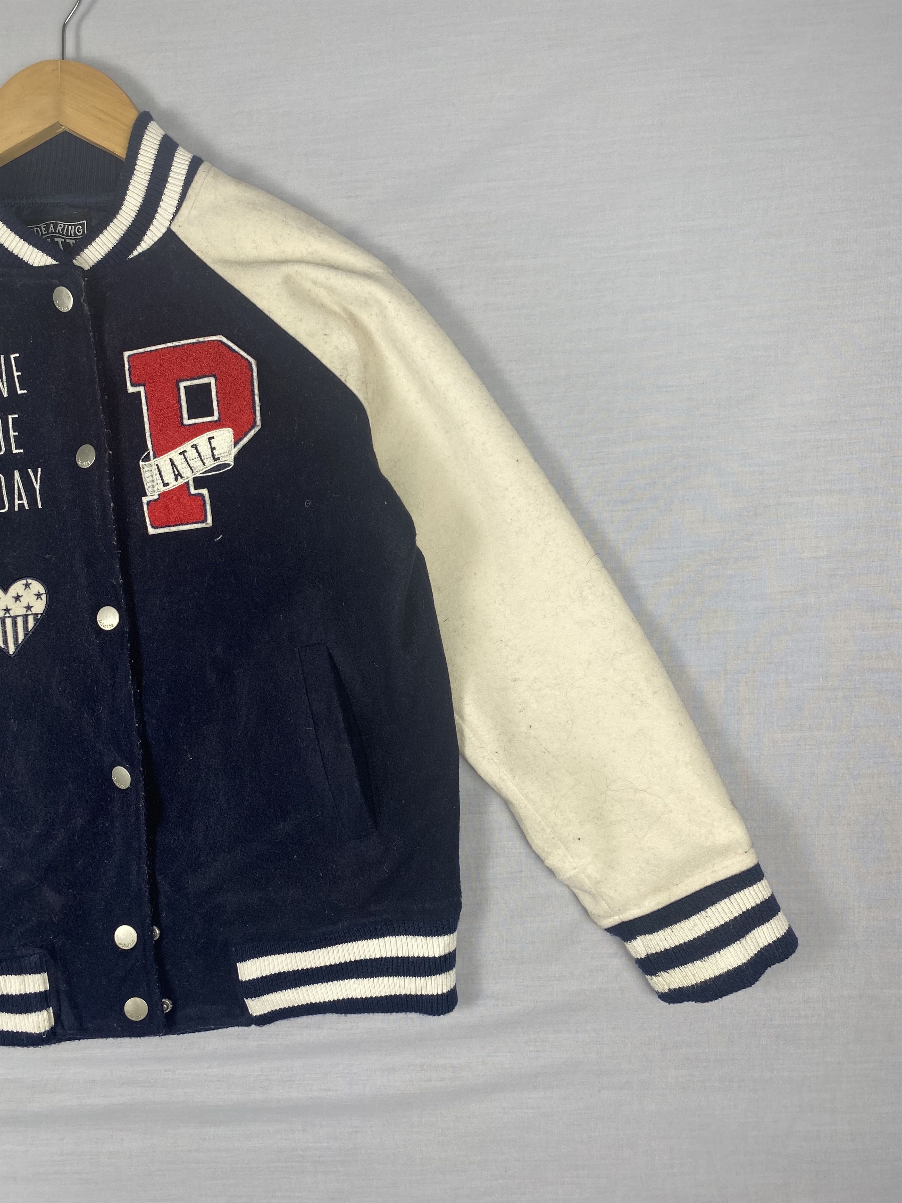 Japanese Brand Vintage P.Latte Embroidered Varsity Jacket Size US XS / EU 42 / 0 - 4 Thumbnail