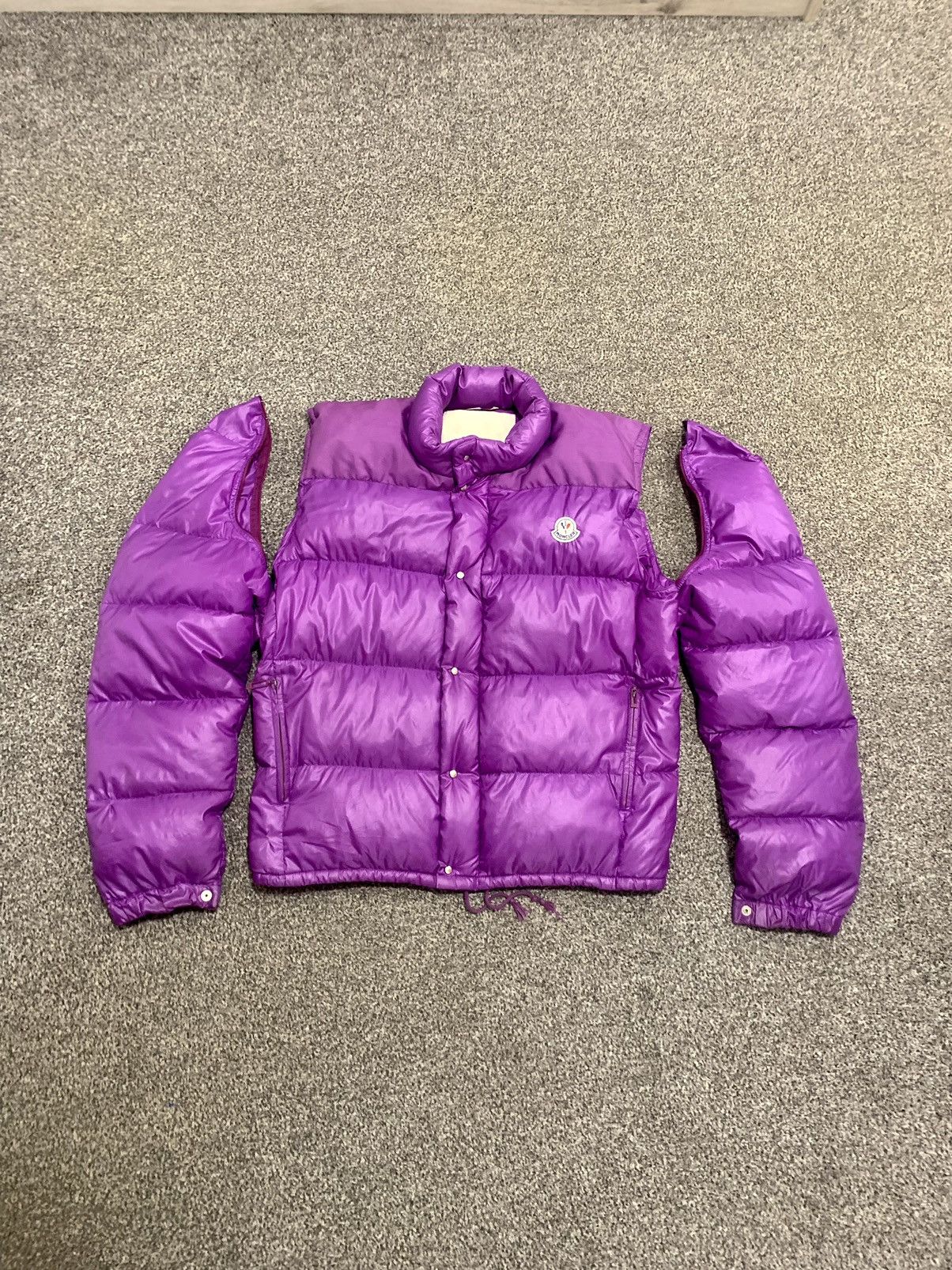 image of Purple Moncler 2In1 Puffer Vest Jacket, Men's (Size Large)
