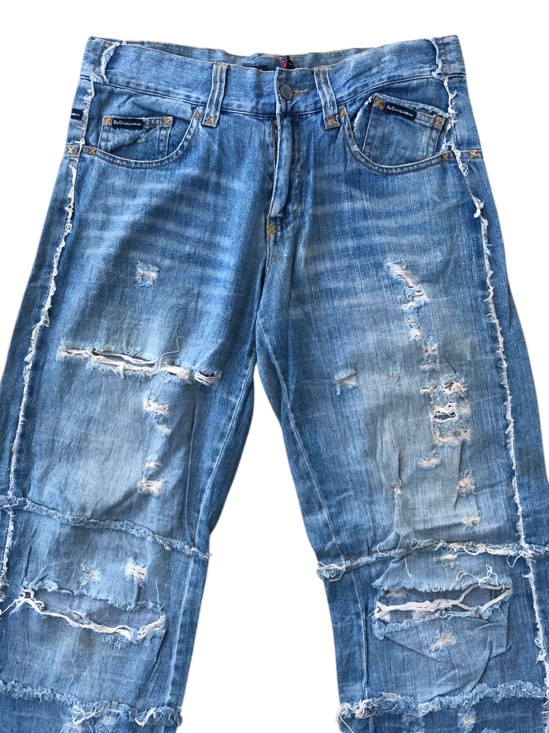 Dolce & Gabbana 💯DOLCE & GABBANA Vintage Distressed Style Worn Denim Jeans Size US 33 - 3 Thumbnail