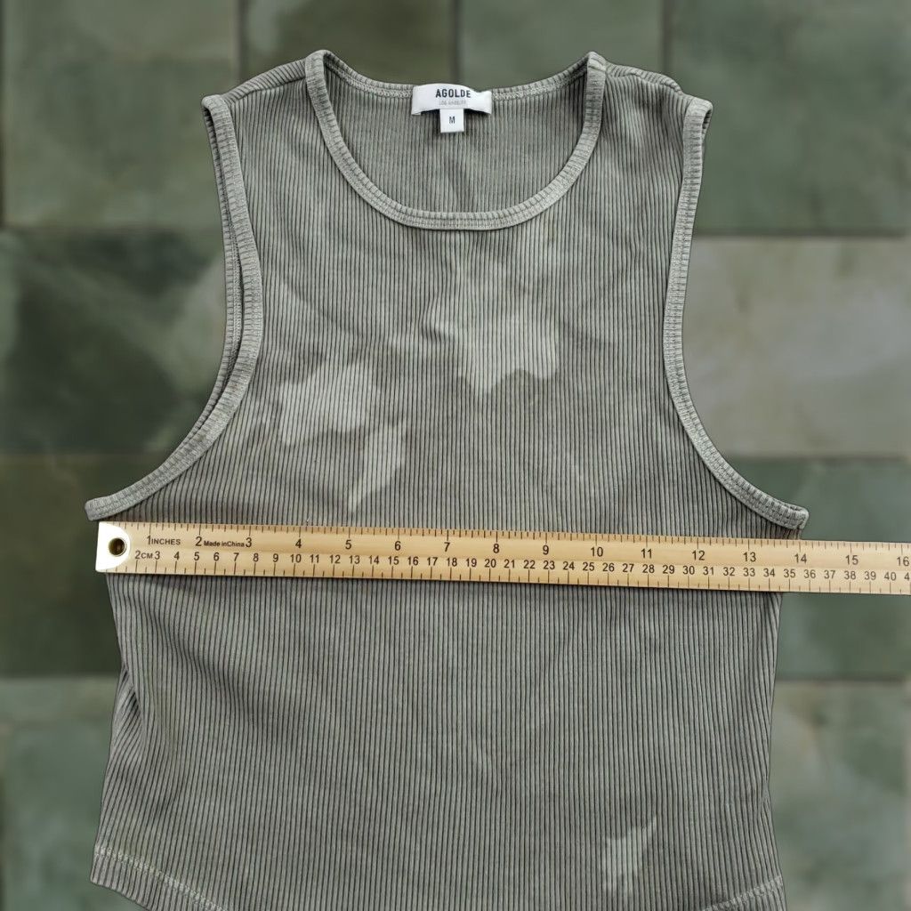Agolde AGOLDE Nova Tank Top Womens Medium Green Ribbed Cropped Sleeveless Knit USA Size M / US 6-8 / IT 42-44 - 1 Thumbnail