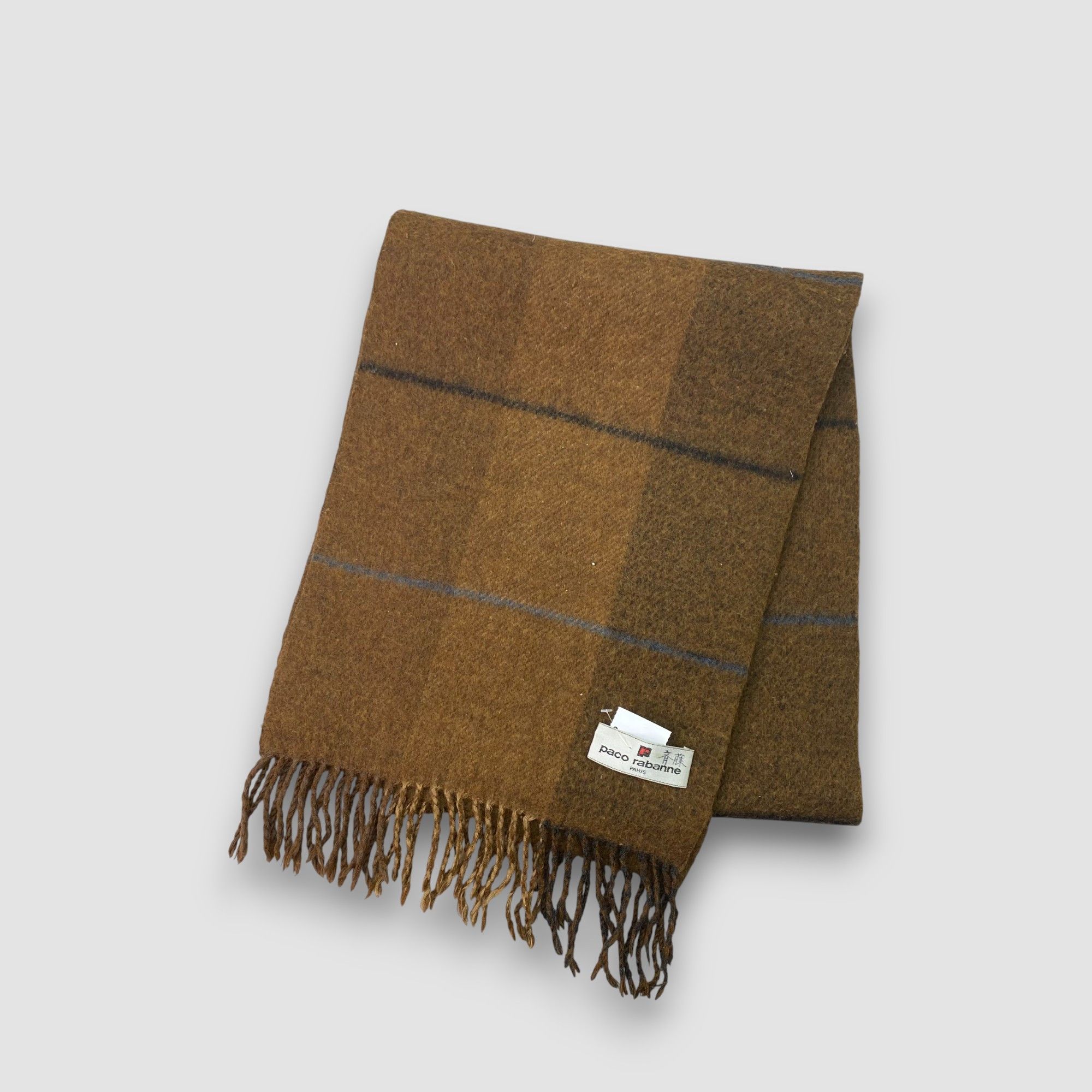 Japanese Brand Vintage Paco Rabanne Scarf Muffler Wool Winter Scarves Size ONE SIZE - 3 Thumbnail