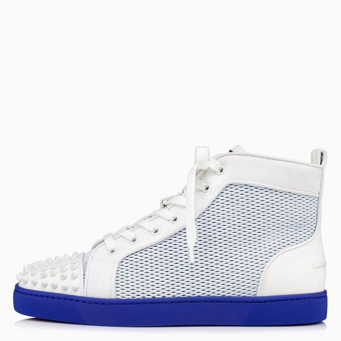 CHRISTIAN LOUBOUTIN SHOES LOU SPIKES SNEAKERS 45 LEATHER CANVAS