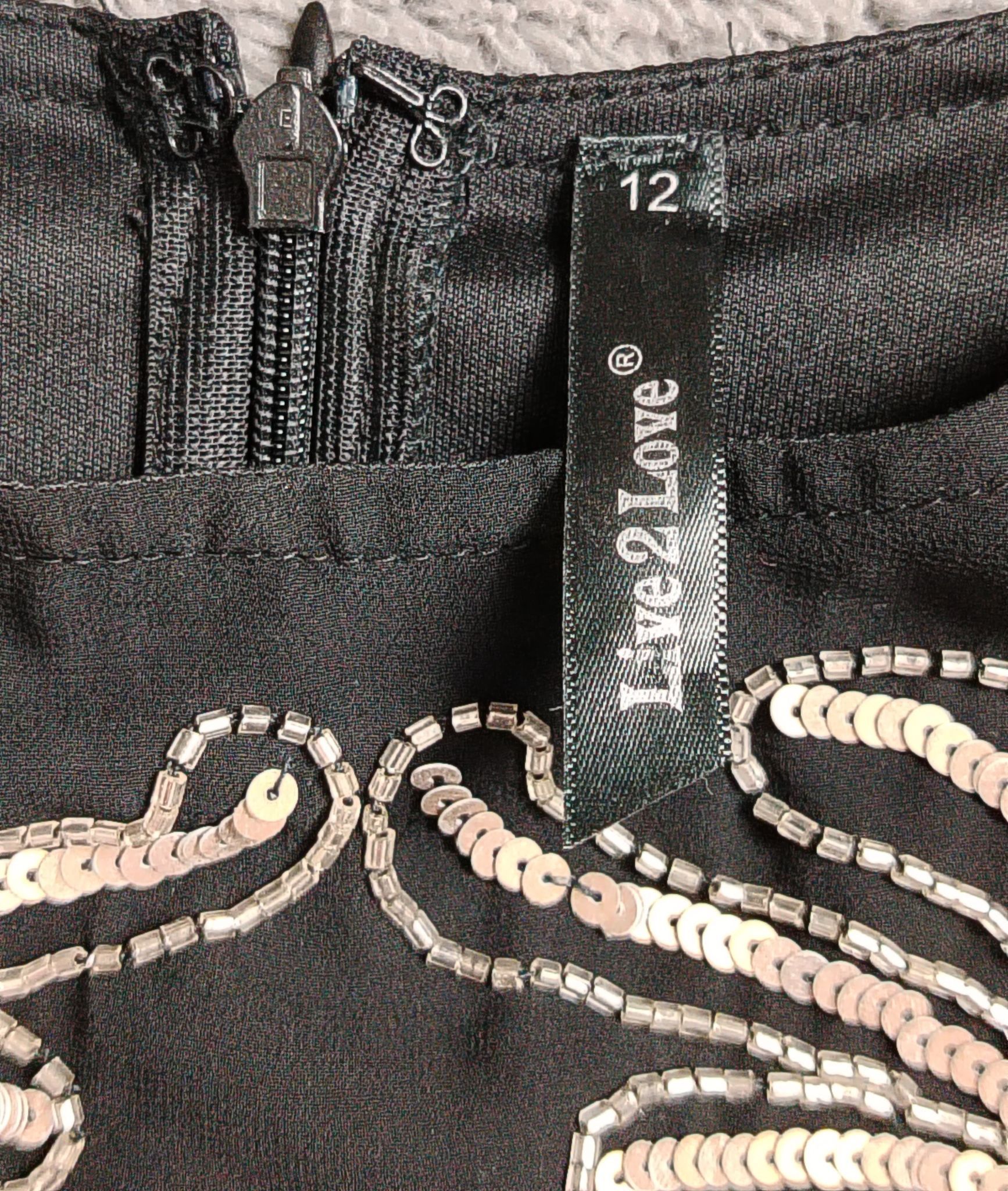 Other Pre-Loved Dress Womens 12 Black Sequin Embellished Short Size XL / US 12-14 / IT 48-50 - 5 Thumbnail