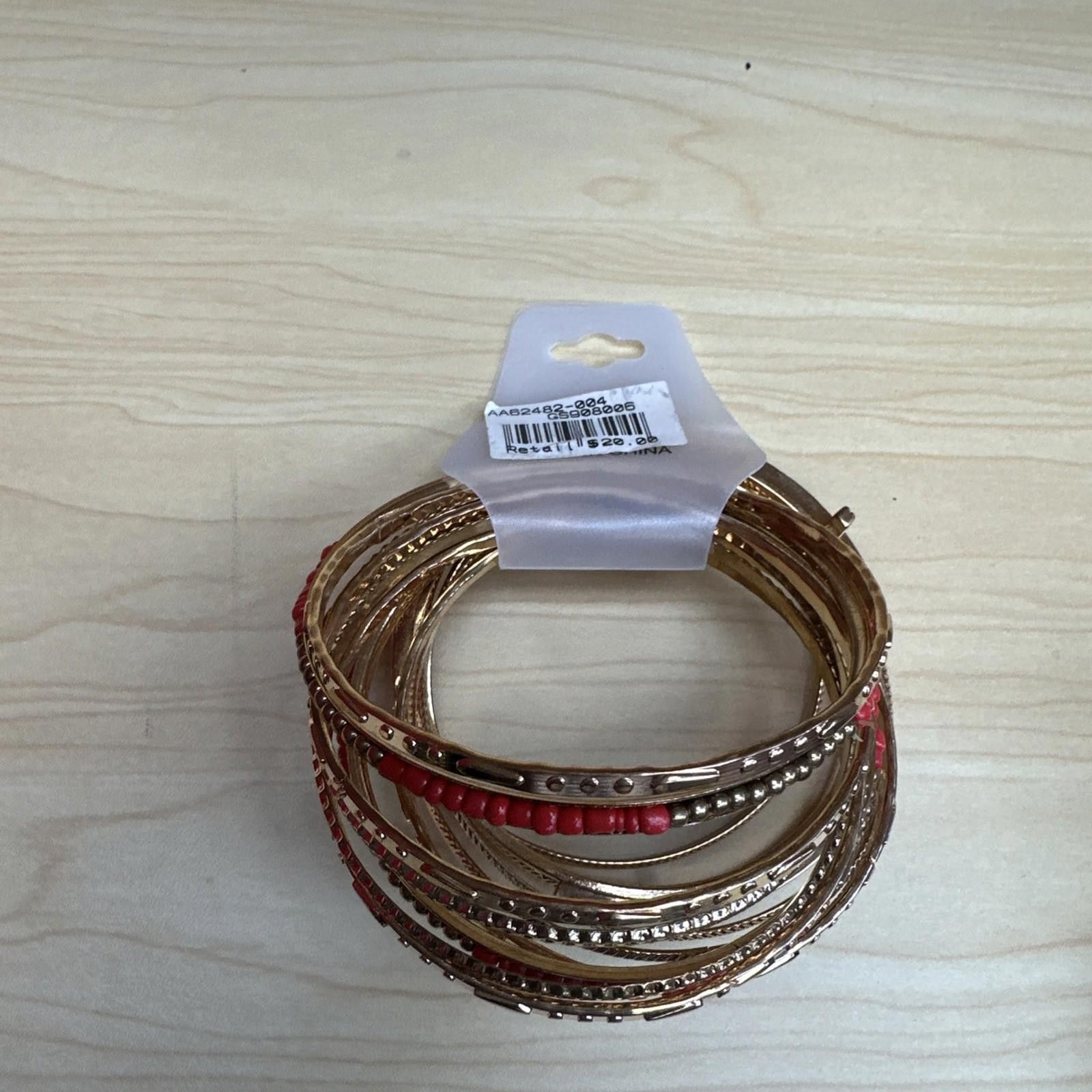 Stella McCartney Tamina By Stella Gold Red 13 Piece Bangle Bracelet Set New Size ONE SIZE - 3 Thumbnail
