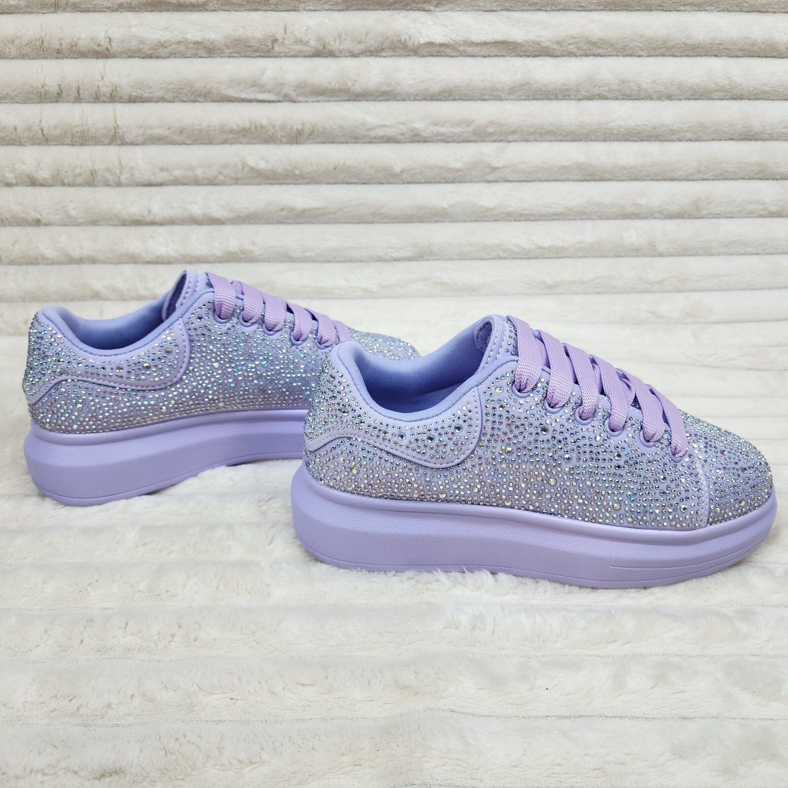 Other Cush Baby Lilac Purple Rhinestone Sneakers Tennis Shoes (US Size US 7 / IT 37 - 3 Thumbnail
