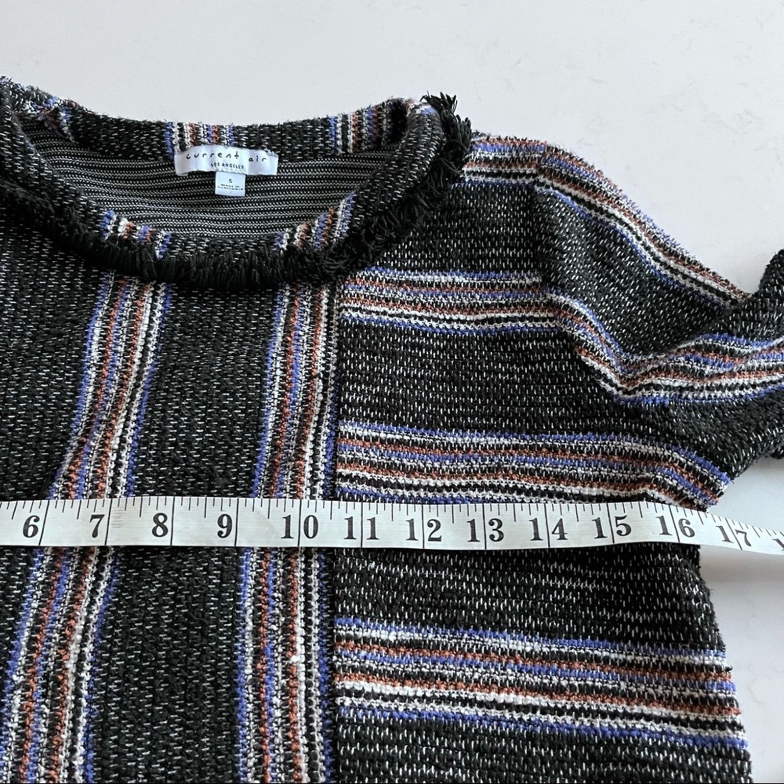 Anthropologie Anthropologie Current Air black striped fringed sweater Size S / US 4 / IT 40 - 8 Thumbnail