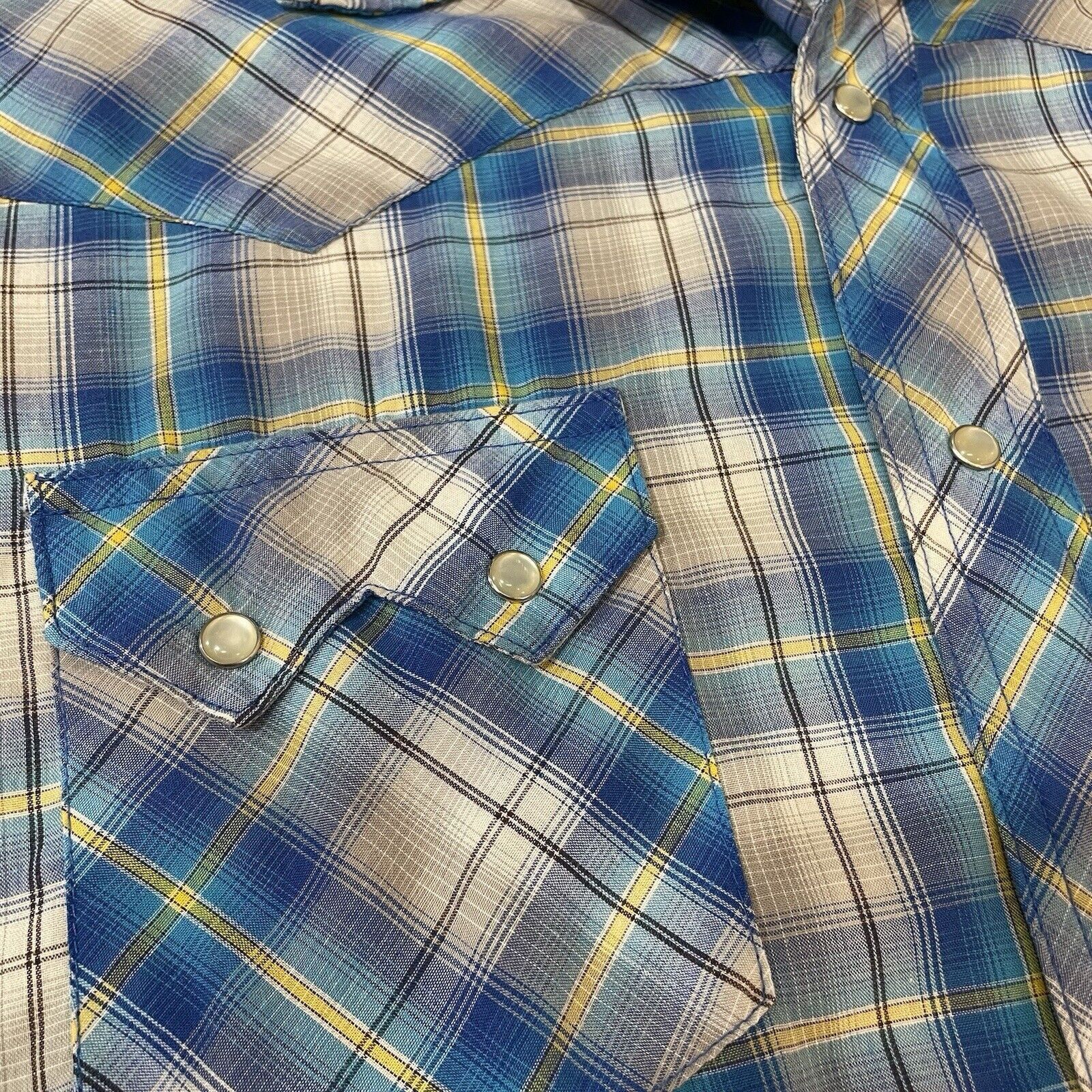 Wrangler Wrangler Retro Western Pearl Snap Shirt Men’s M Blue Plaid Size US M / EU 48-50 / 2 - 6 Thumbnail