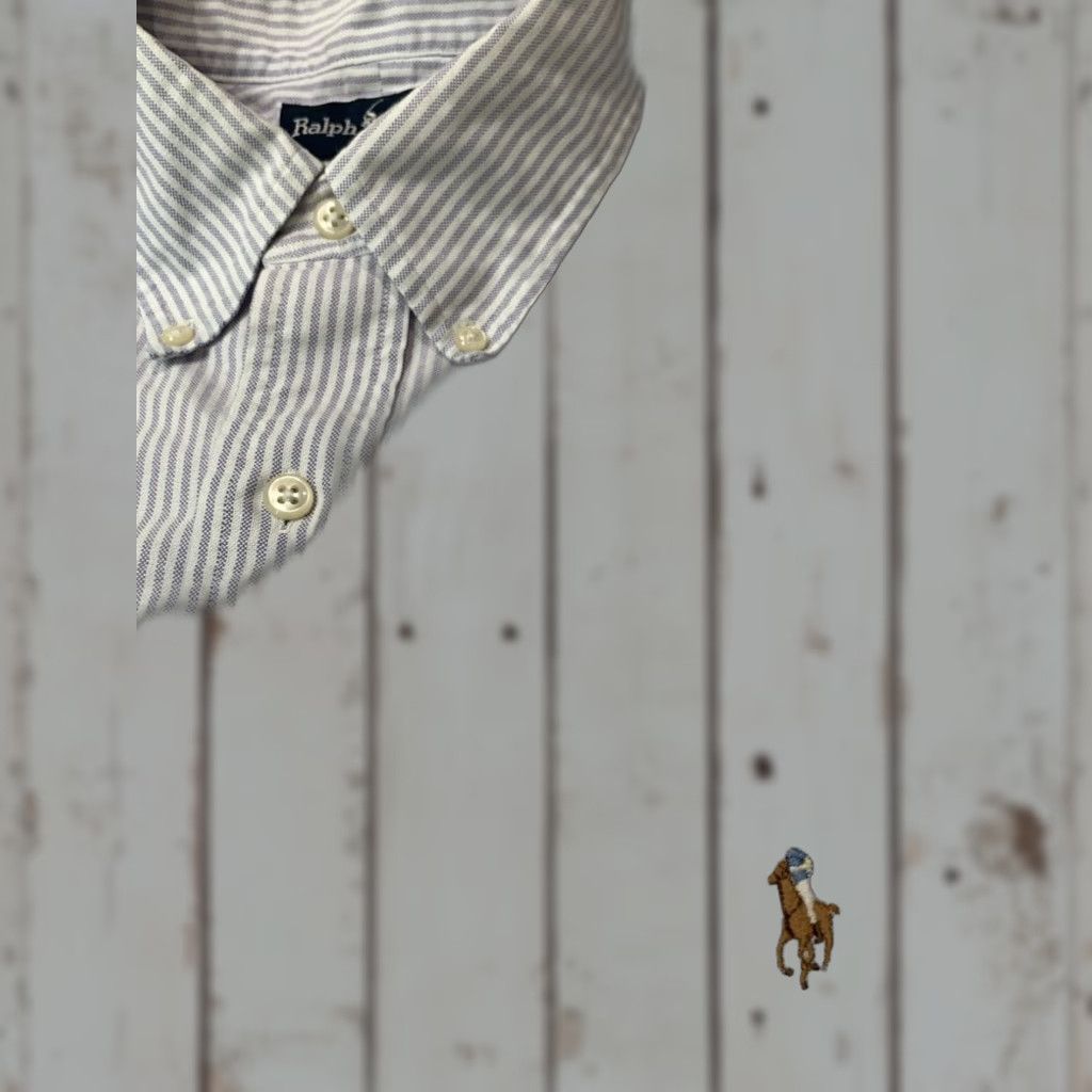 Ralph Lauren Ralph Lauren Men's Striped Cotton Button Down Short Sleeve Shirt Large White Purple Size US L / EU 52-54 / 3 - 1 Thumbnail