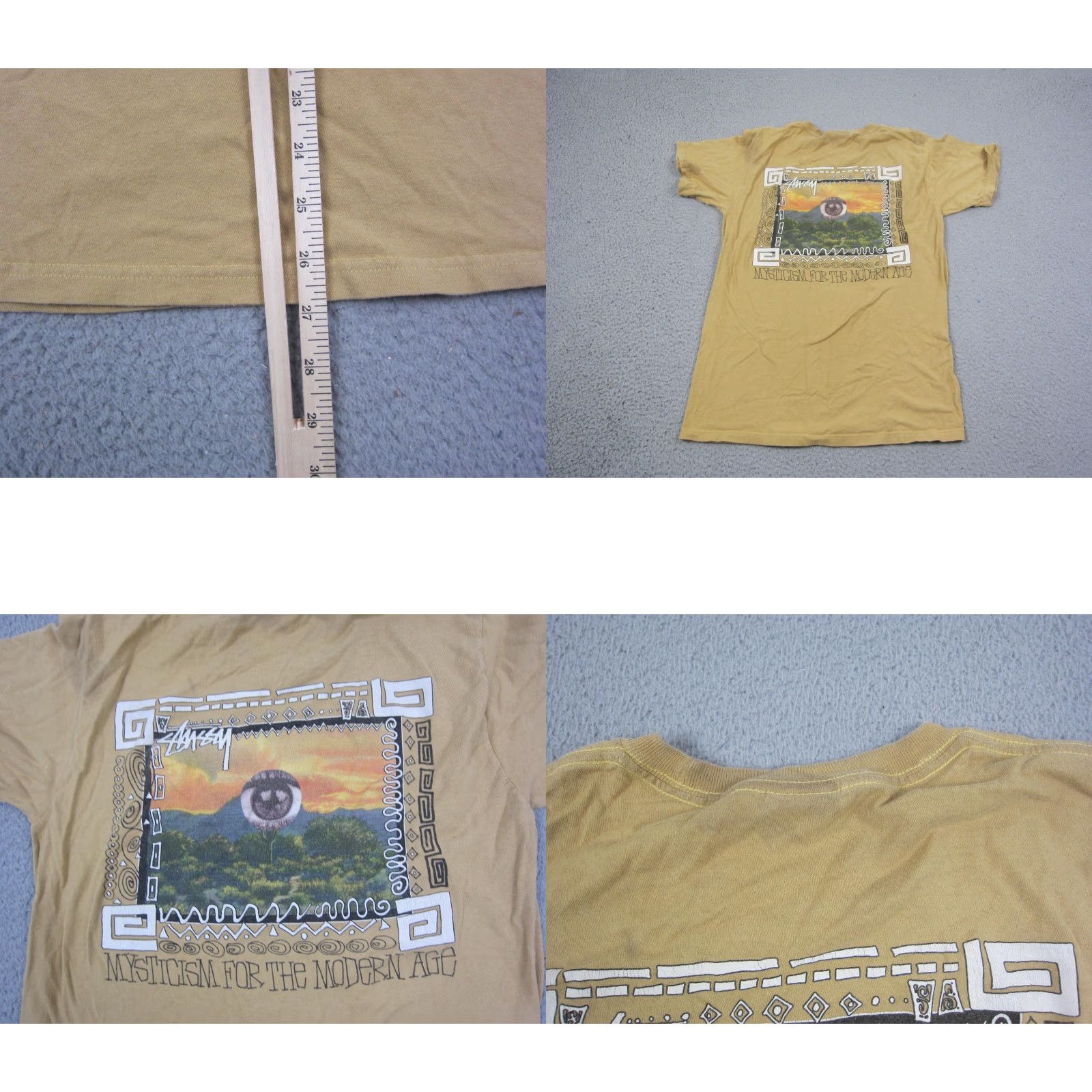 Vintage Stussy Shirt Mens S Gold Mysticism For The Modern Age Tee Graphic Casual 90s Retro Logo Cotton Short Sleeve Crew Neck T-Shirt Mens S Yellow Size US S / EU 44-46 / 1 - 9 Thumbnail