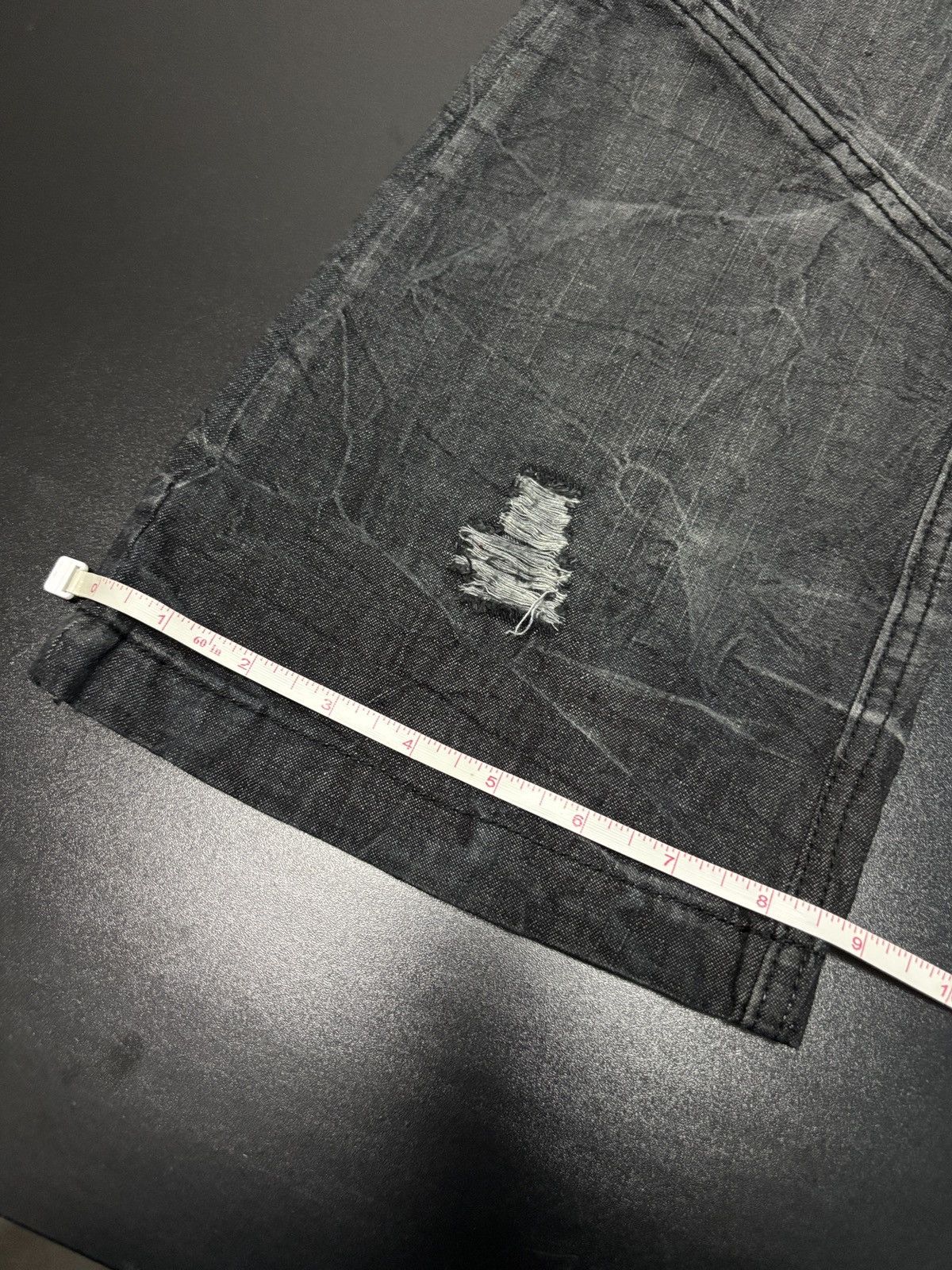 Japanese Brand Y2K Black Crown Distressed Wide Flare Pants Size 32" / US 10 / IT 46 - 14 Thumbnail
