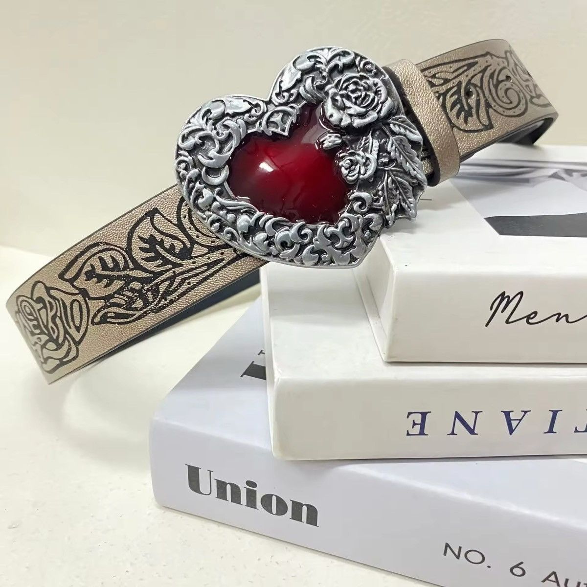 Vintage Retro Embossed Love Heart Unisex Belt Size ONE SIZE - 3 Thumbnail