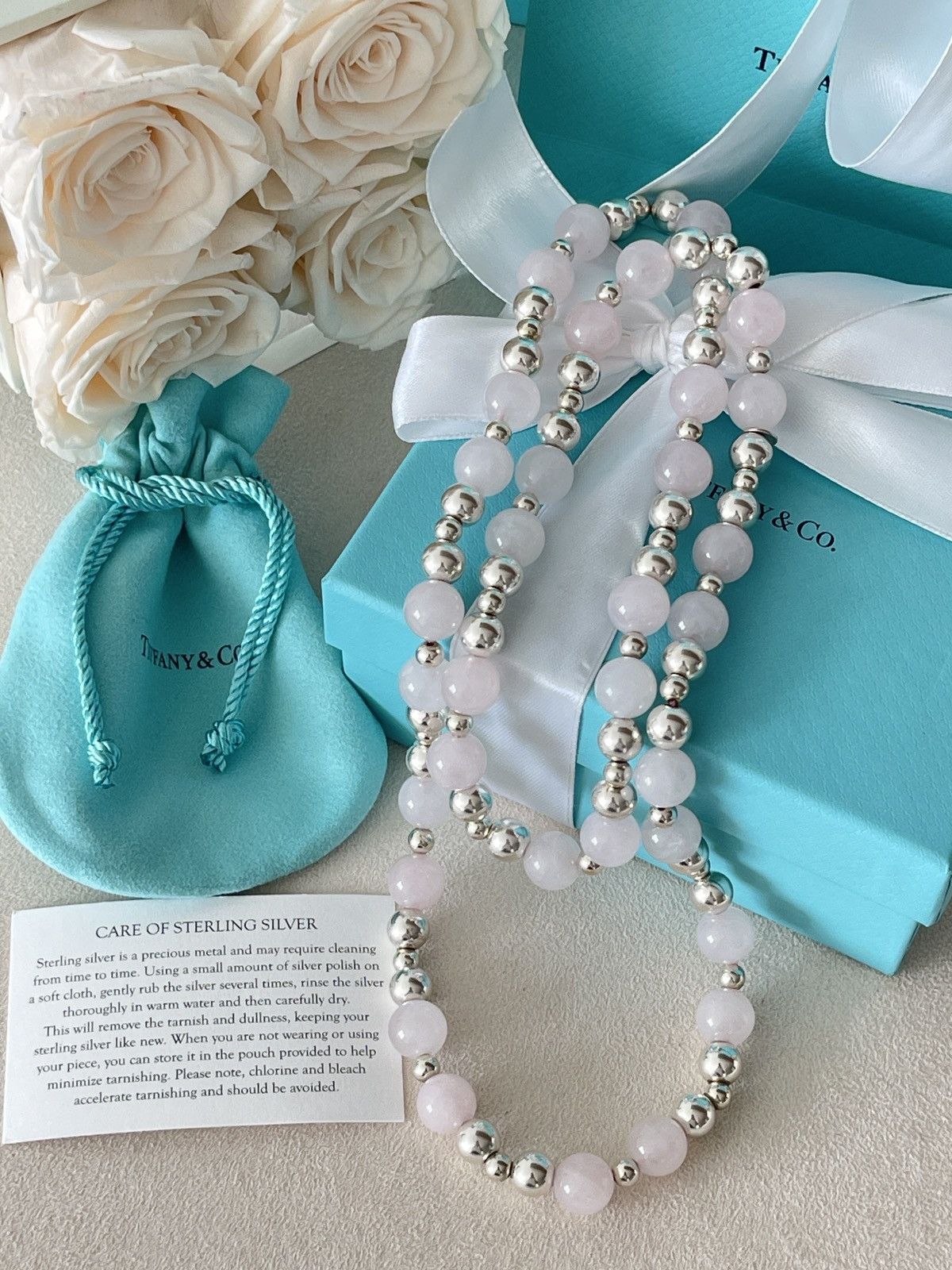 Tiffany & Co. Vintage Tiffany & Co. Pink Quartz Silver Beads Necklace 30” Size ONE SIZE - 16 Thumbnail