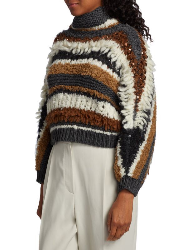 Brunello Cucinelli o1y0825 Turtleneck Cashmere Blend Sweater in Multicolor Size S / US 4 / IT 40 - 3 Thumbnail