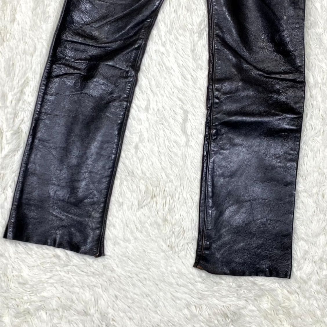 Vintage DAGDA LEATHERS Leather pants black Size 29 Size US 29 - 4 Thumbnail