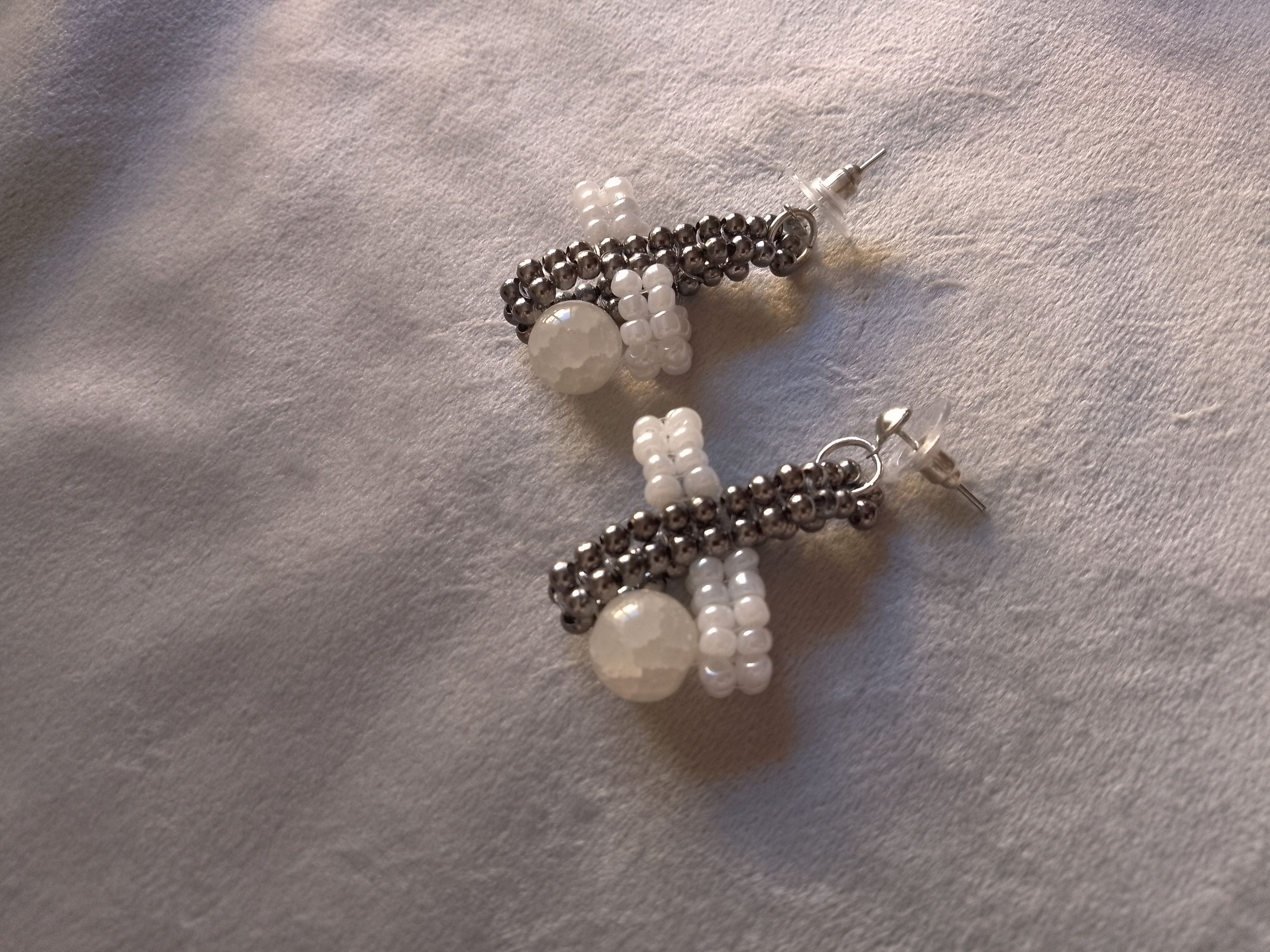 Handmade Earrings Natural Stones Cross X Shape Elegant Size ONE SIZE - 3 Thumbnail