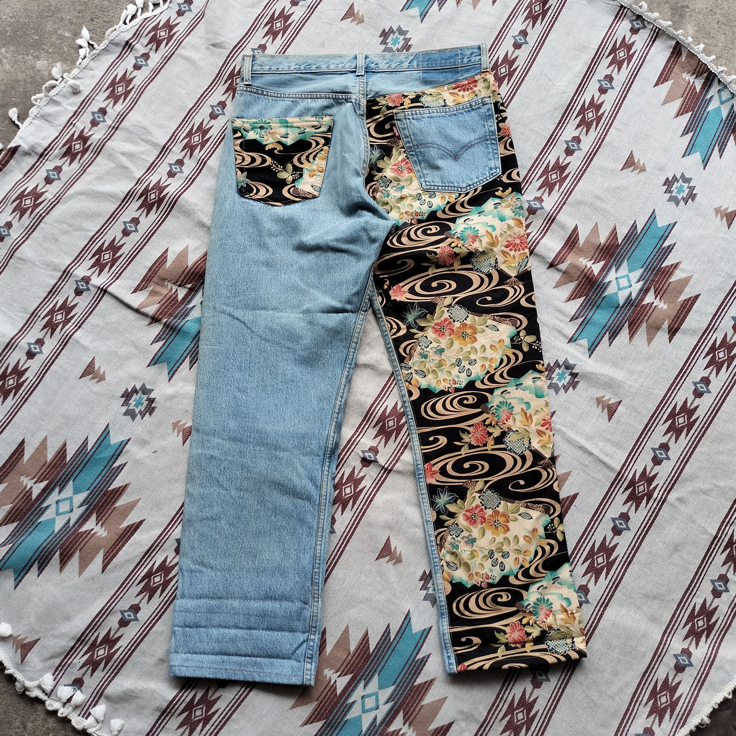 90s Levis custom tiger art japan sakura back denim