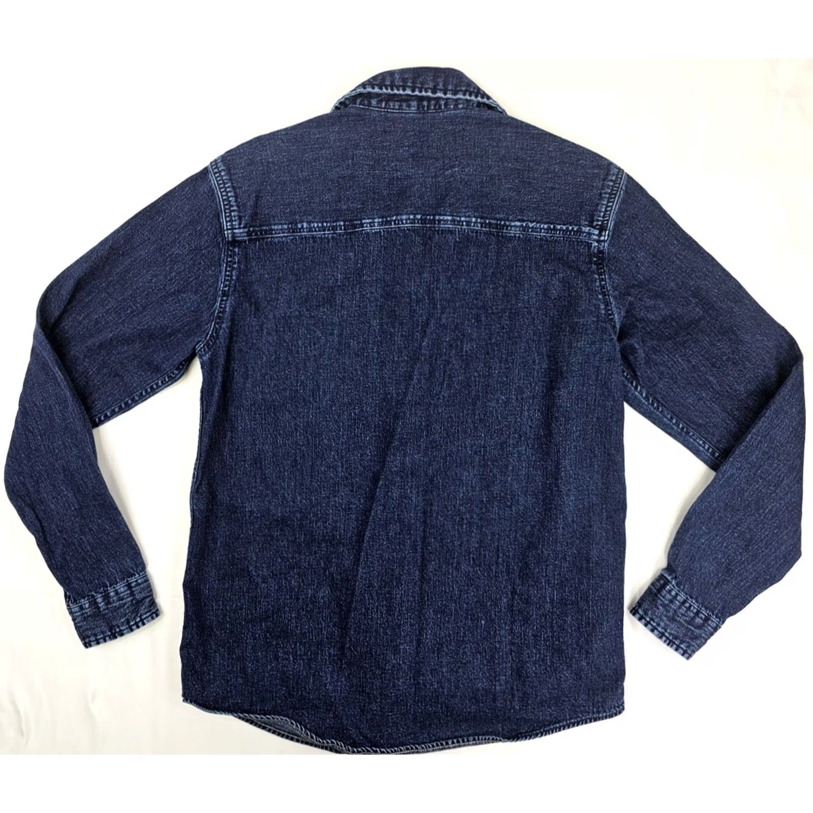 ONLY & SONS ONLY & SONS Denim Button-Up Shirt Men M Dark Wash Blue Shacket Casual Work Long Sleeve 40 in Chest Solid Cotton Button Front Front-Button Casual Mens Size US M / EU 48-50 / 2 - 7 Thumbnail