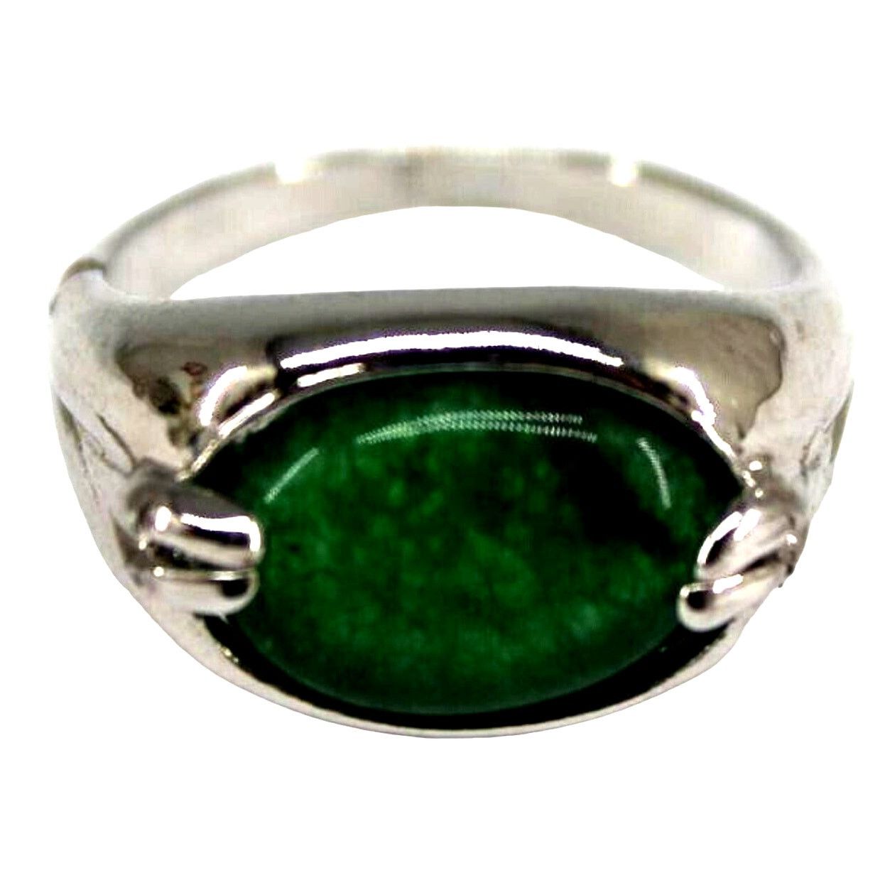 Other Aventurine Natural Green Stone Ring • Silvertone • Size 9.25 Size ONE SIZE - 3 Thumbnail