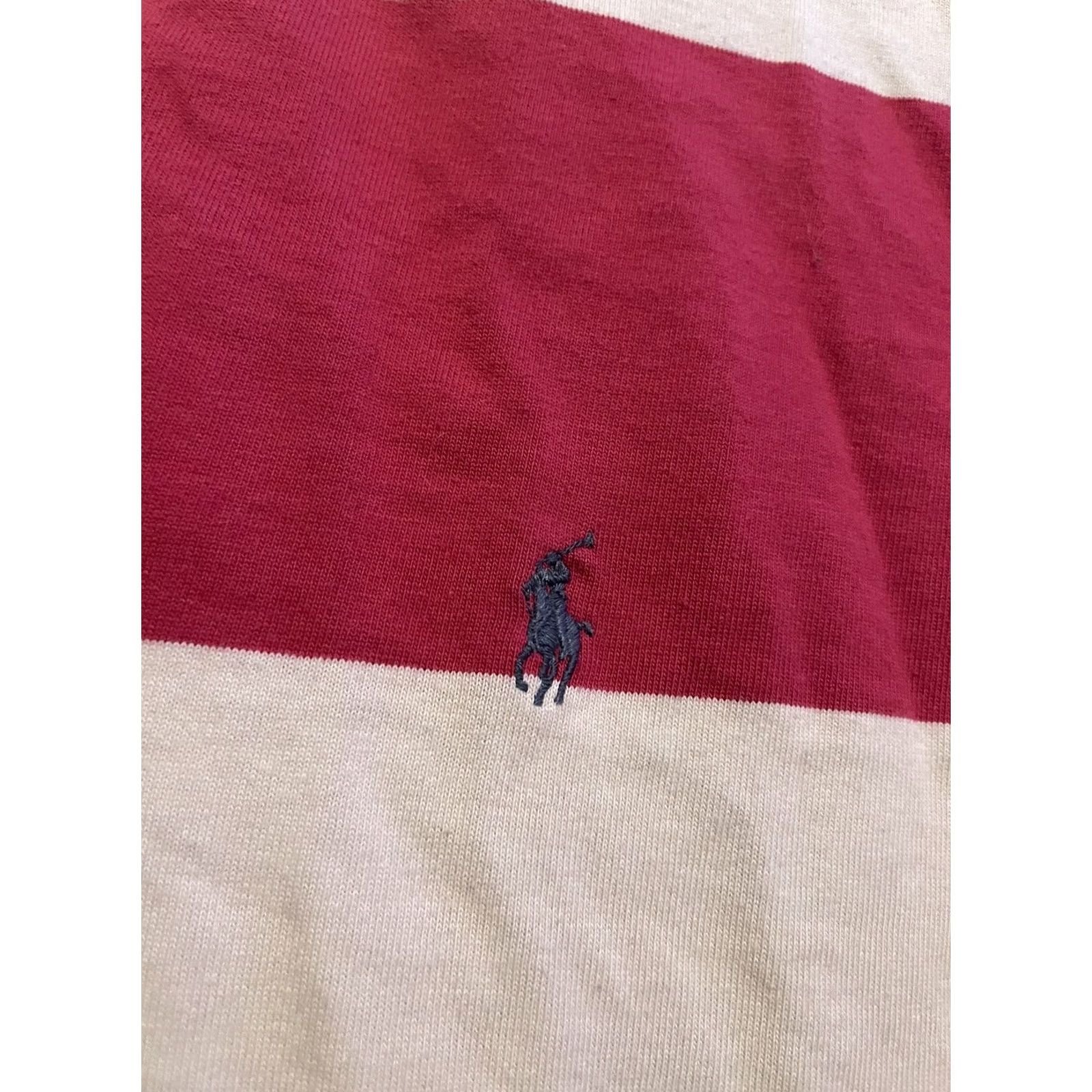 Polo Ralph Lauren VINTAGE 90s Polo Ralph Lauren Striped Rugby Shirt XL Men Polo Shirt Long Sleeve White Pink White Striped Rugby 90s Mens XL Size US XL / EU 56 / 4 - 3 Thumbnail