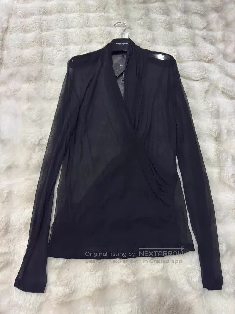 Saint Laurent Paris Pleated Deep V Neck Camisole i