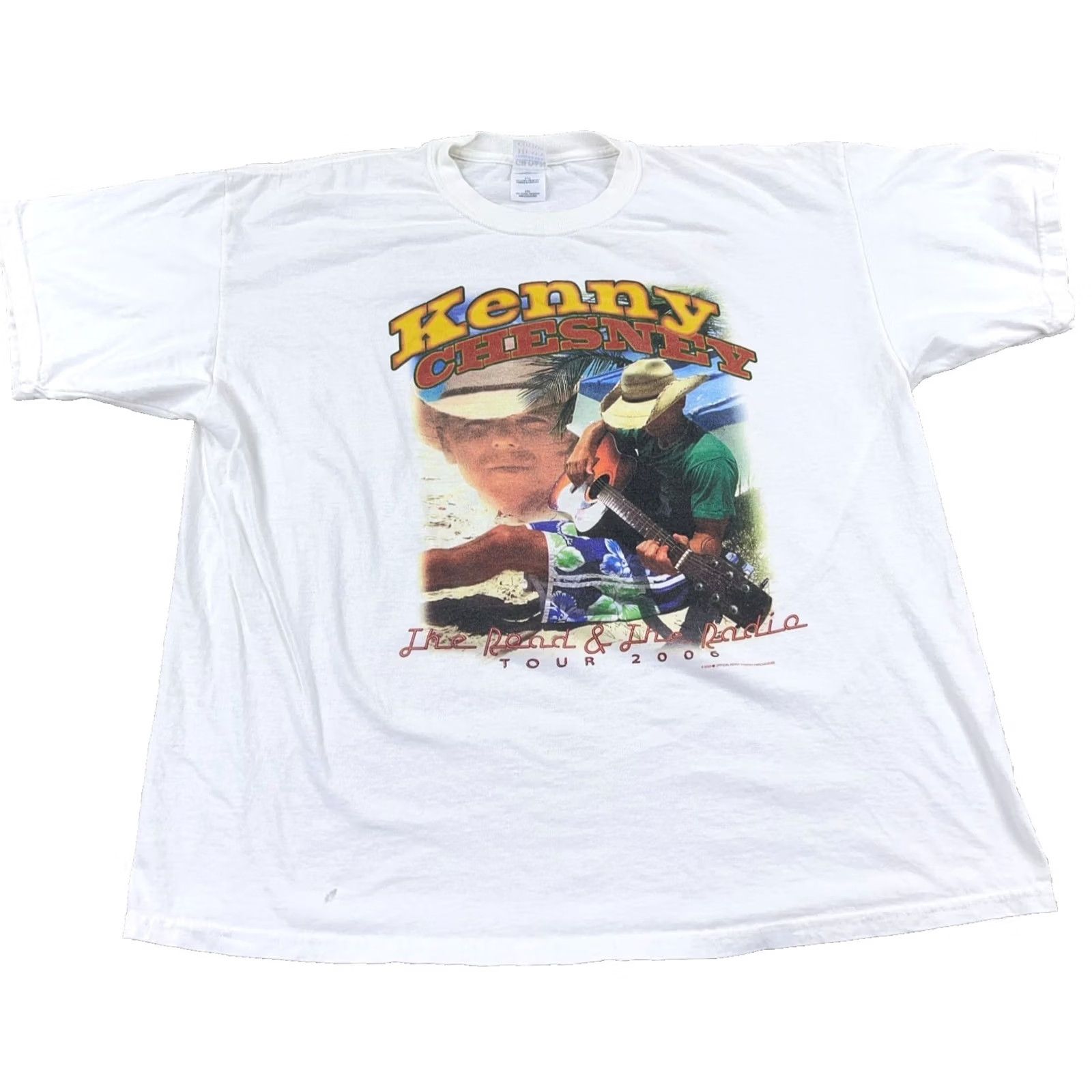 Gildan VINTAGE Kenny Chesney Shirt Men 2XL White Band Tee Country Music Y2K Road Radio Shirt Size US XXL / EU 58 / 5 - 2 Thumbnail