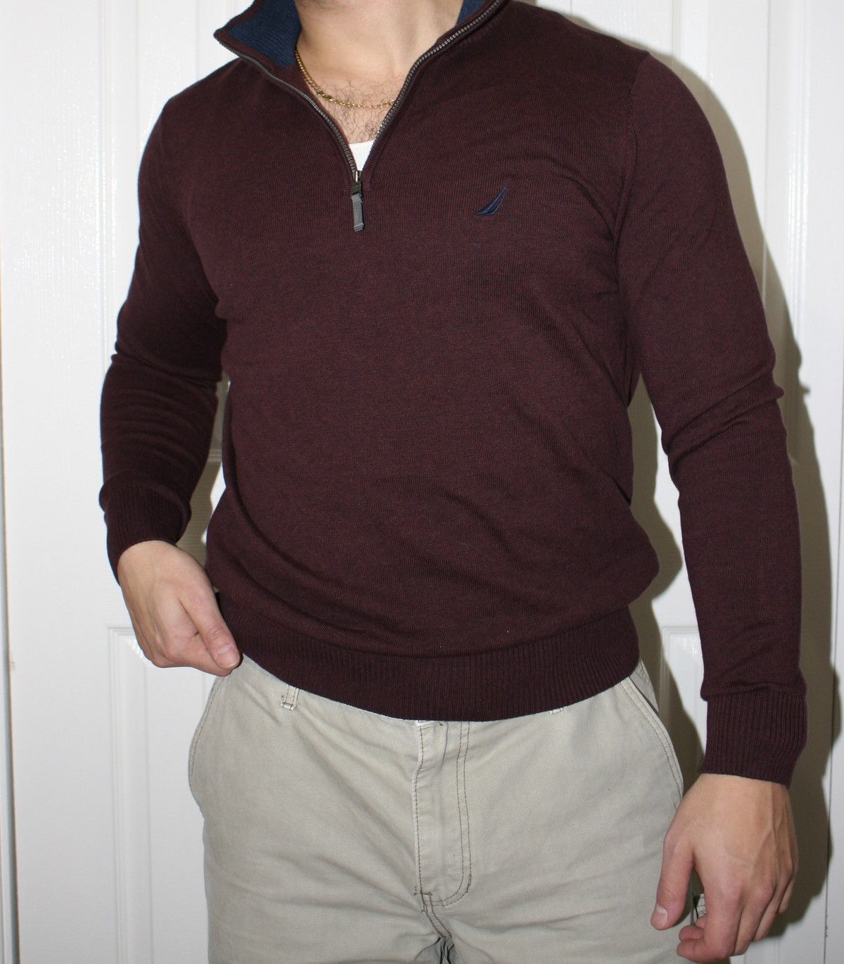 Nautica Nautica Burgundy Quarter-Zip Sweater Size US S / EU 44-46 / 1 - 1 Thumbnail