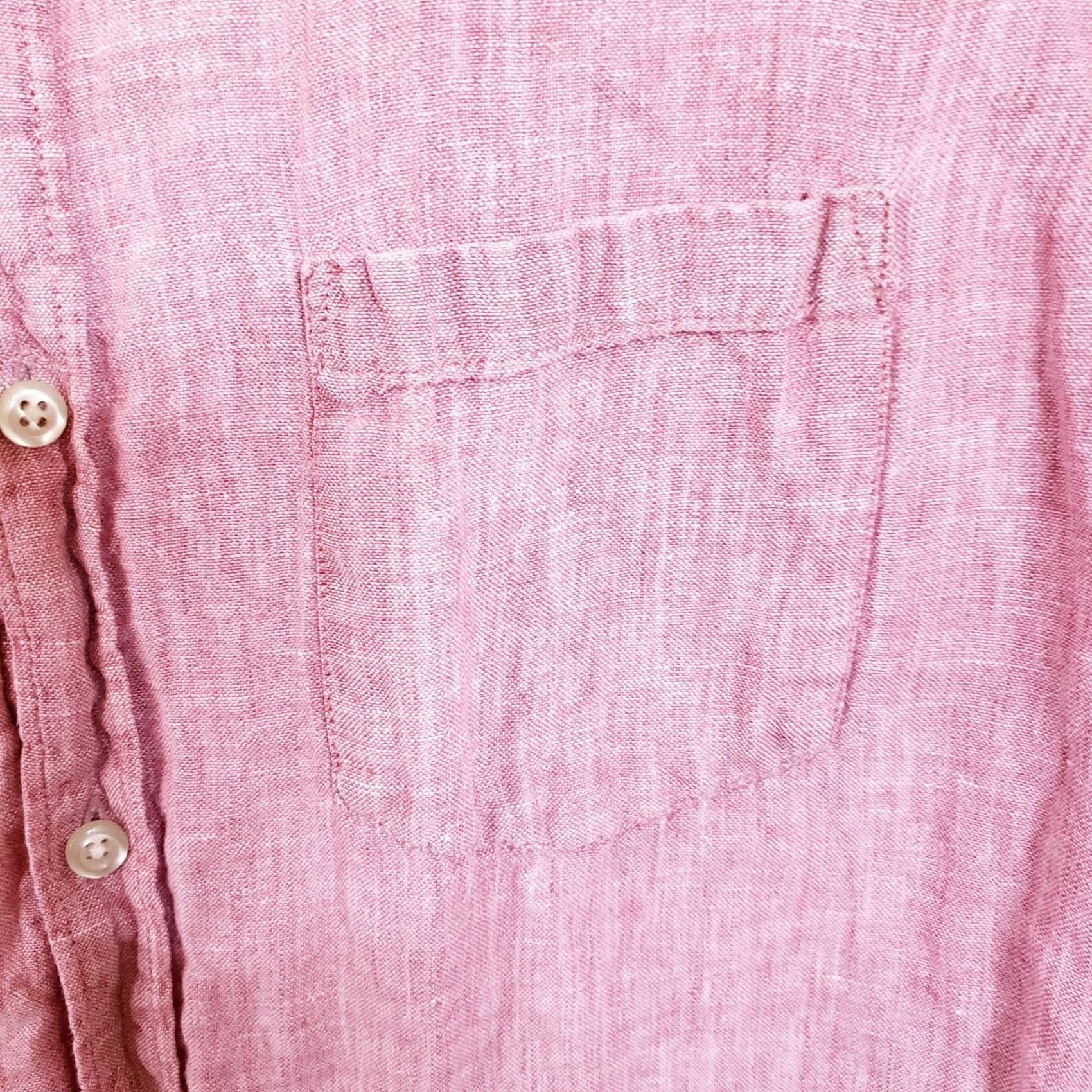 J.Crew J. Crew Shirt Mens L Pink Slim Fit 100% Linen Short Sleeve Button-Up Collared N/A Size US L / EU 52-54 / 3 - 7 Thumbnail