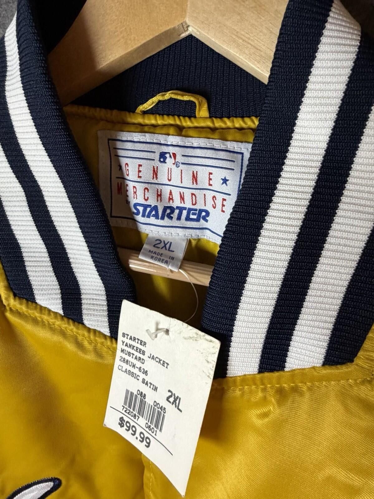 Starter RARE VTG 90s NEW YORK YANKEES STARTER JACKET YELLOW New XXL Size ONE SIZE - 8 Thumbnail