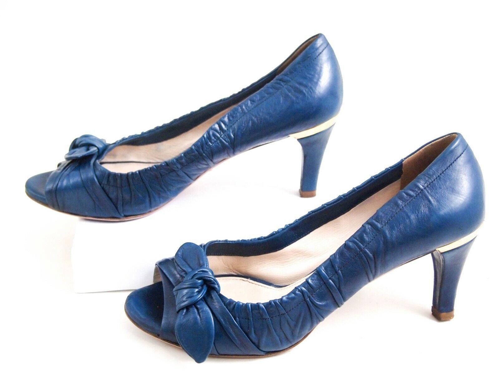 Prada Prada Mid Heel Pumps Blue Leather Womens US 7.5 EU 37.5 Size US 7.5 / IT 37.5 - 4 Thumbnail