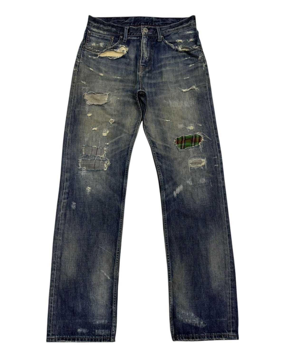 Hysteric Glamour × If Six Was Nine × Le Grande Bleu (L.G.B.) 🔥RARE THRASHED DISTRESSED DENIM TKMIXPICE REPAIR DENIM JEAN Size US 30 / EU 46 - 5 Thumbnail