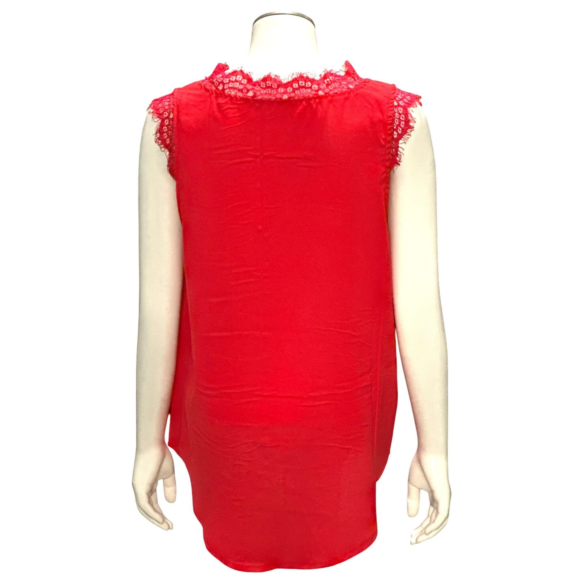 Other CCC Red Lace Trim Satin Sleeveless Tank Top V Neck Dressy Bl Size L / US 10 / IT 46 - 3 Thumbnail