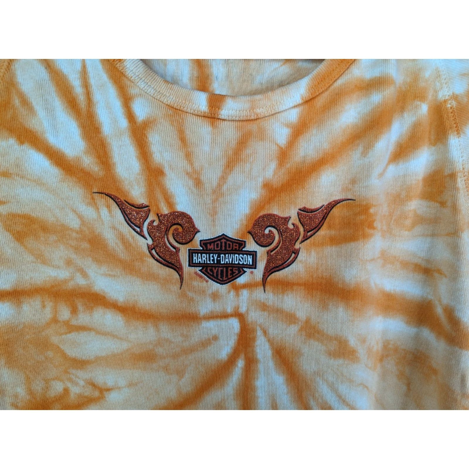Harley Davidson VTG Harley-Davidson Orange Tie Dye Sleeveless Shirt Womens Large L Manuf Harley-Davidson Shirt Sleeveless Orange Tie Dye Womens Large Size L / US 10 / IT 46 - 2 Thumbnail