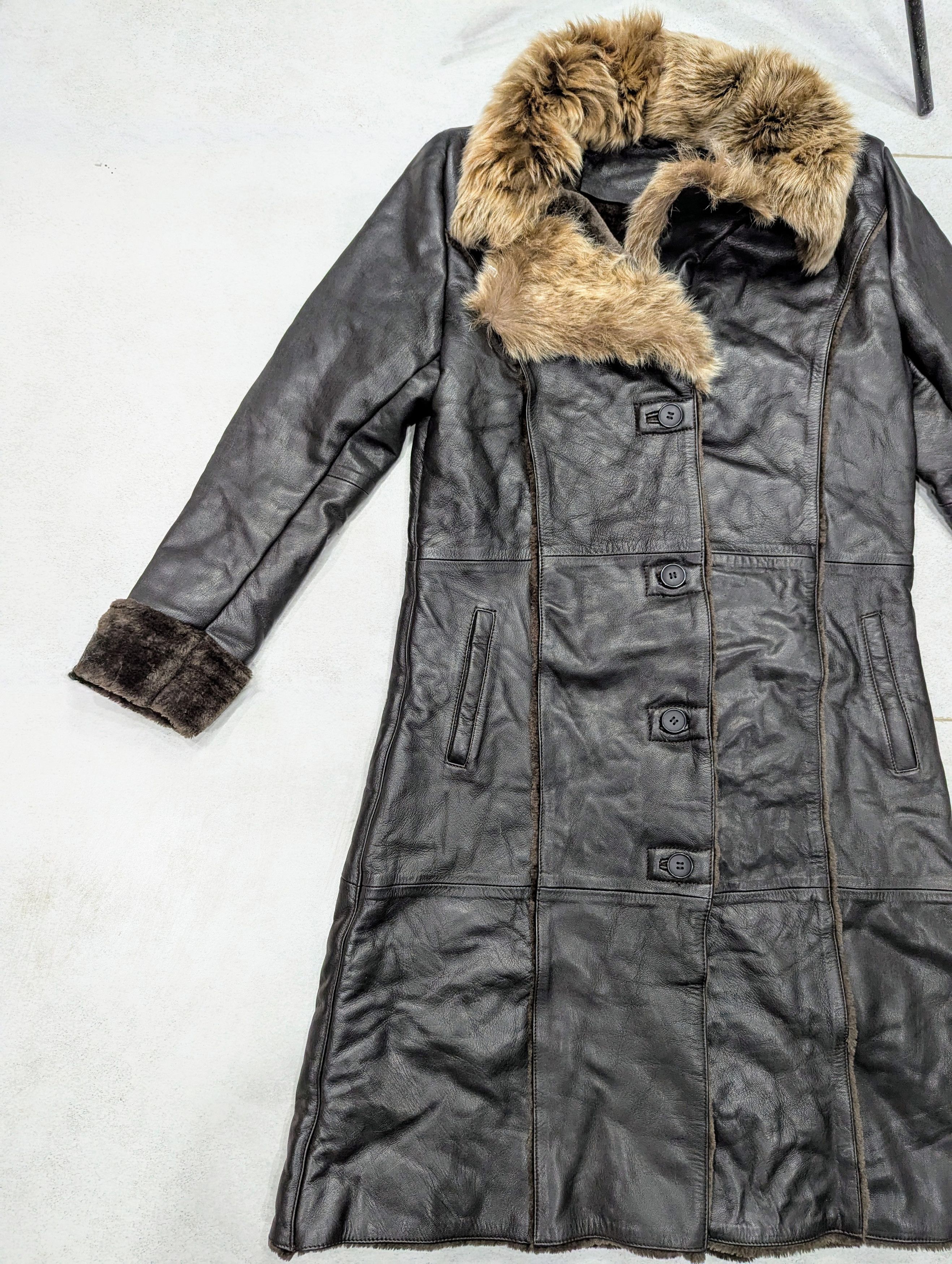 Genuine Leather 💥 KESTILA Leather Coat Fox Fur Collar Winter Designer Style Size M / US 6-8 / IT 42-44 - 2 Thumbnail