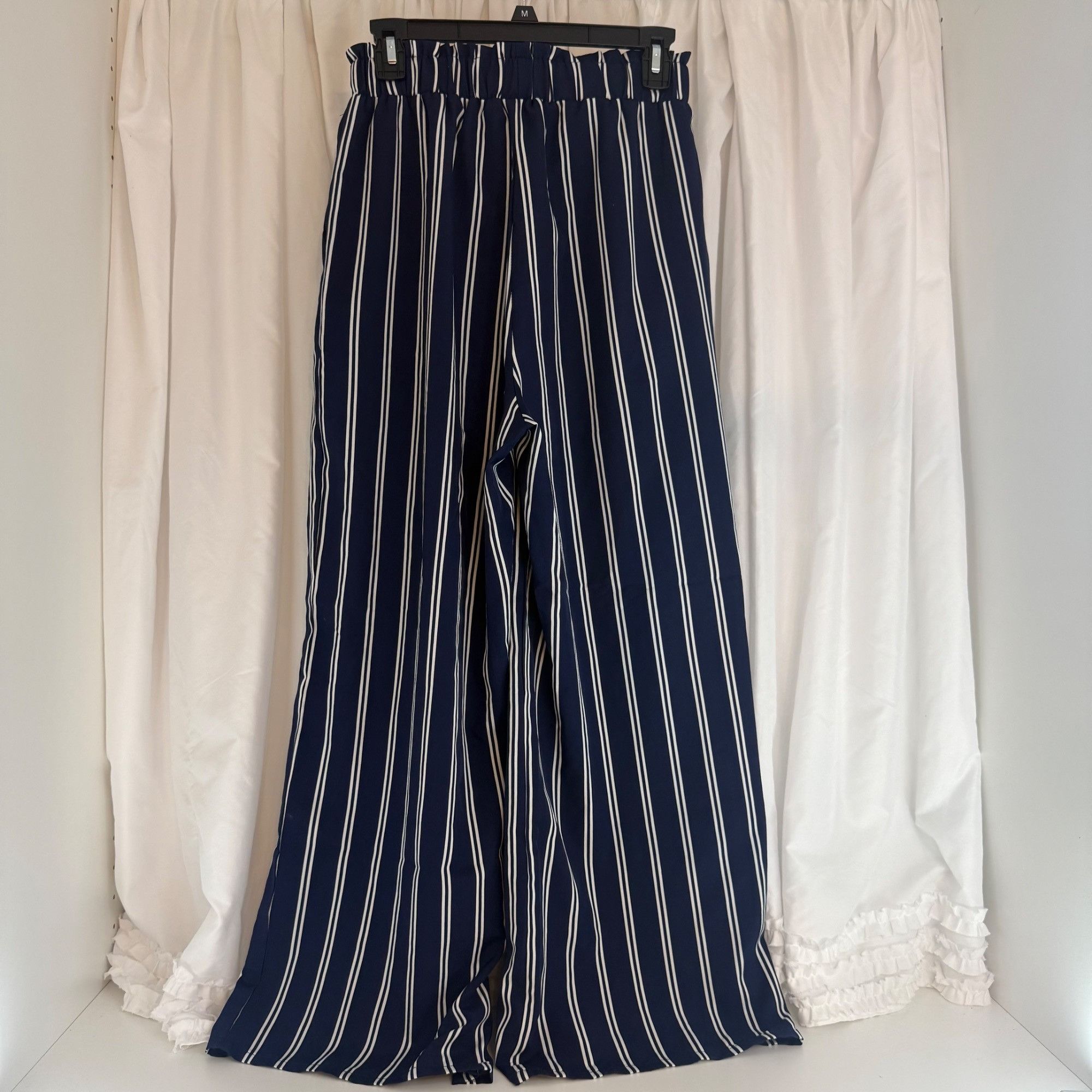 Shein SHEIN Striped Navy & White Wide-Leg Pants Size M Size 28" / US 6 / IT 42 - 3 Thumbnail
