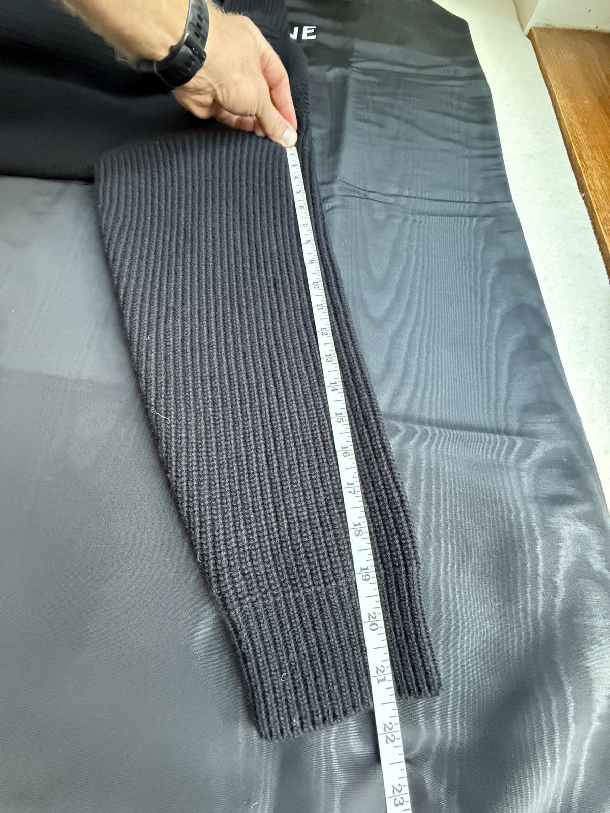 Celine $2k Celine hoodie sweater leather logo black wool Hedi S M Size US S / EU 44-46 / 1 - 9 Thumbnail